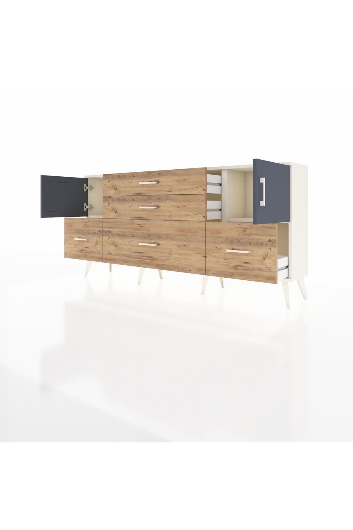 Arges Konsol 2 Raflı 5 Çekmeceli 2 Kapaklı 176x30x83 - S148M029V09A