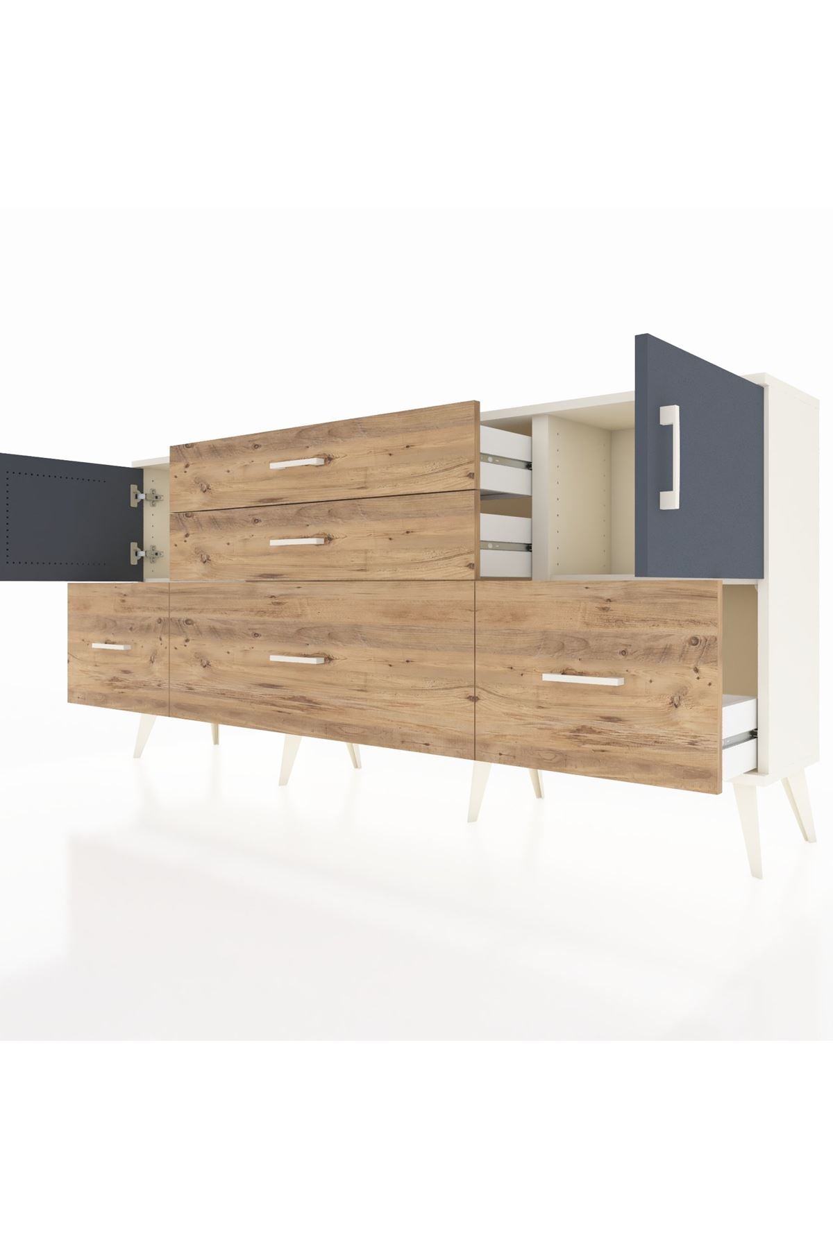 Arges Konsol 2 Raflı 5 Çekmeceli 2 Kapaklı 176x30x83 - S148M029V09A