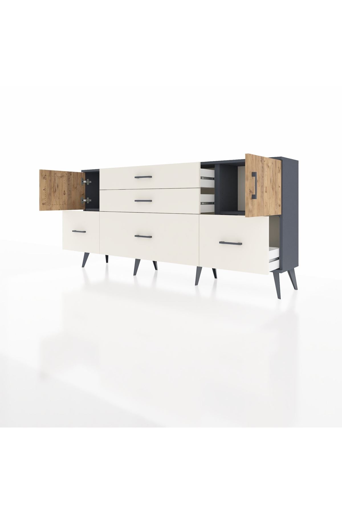 Arges Konsol 2 Raflı 5 Çekmeceli 2 Kapaklı 176x30x83 - S148M029V10A