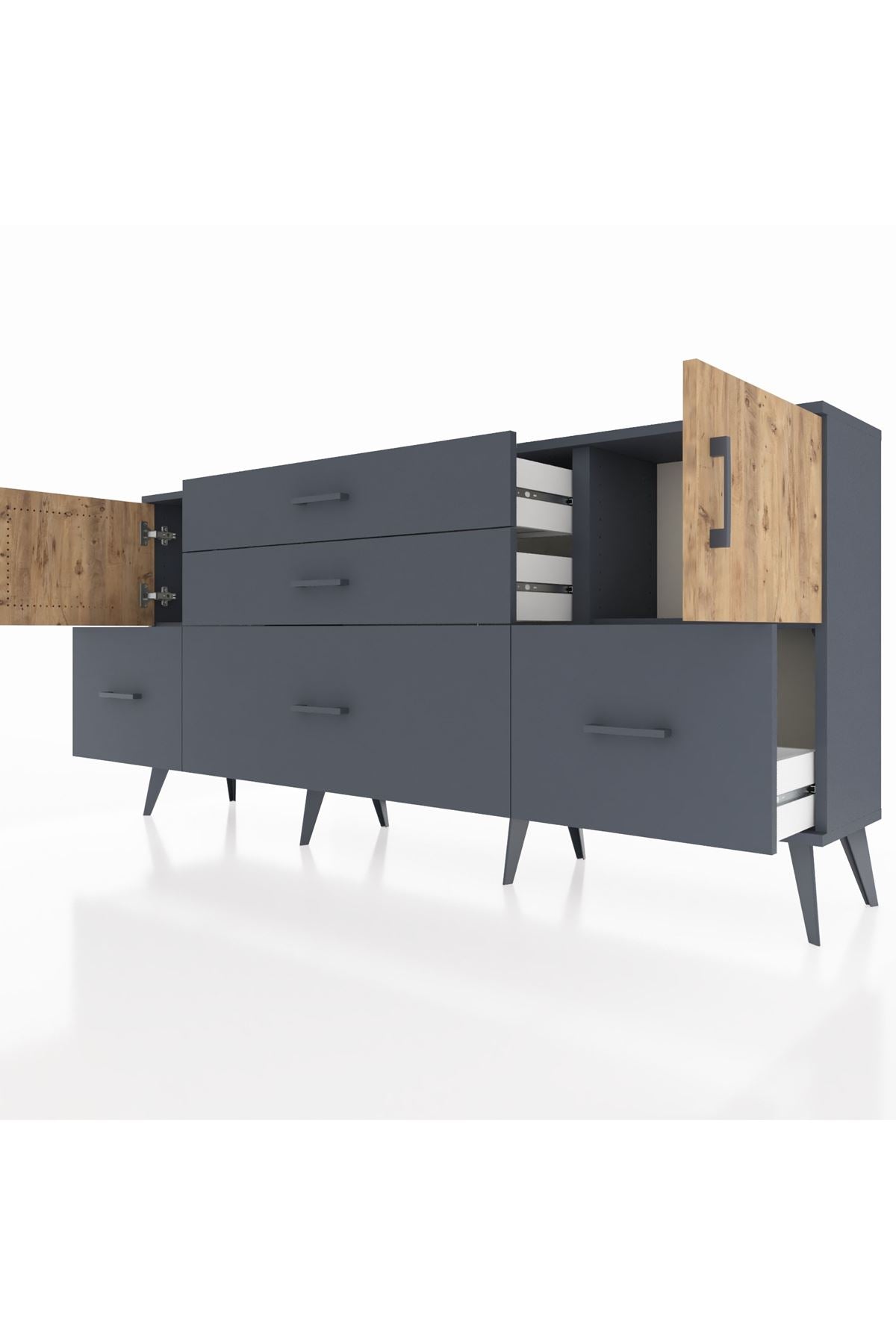 Arges Konsol 2 Raflı 5 Çekmeceli 2 Kapaklı 176x30x83 - S148M029V11A