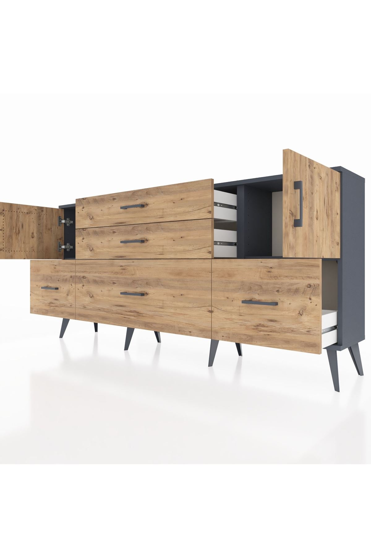 Arges Konsol 2 Raflı 5 Çekmeceli 2 Kapaklı 176x30x83 - S148M029V12A