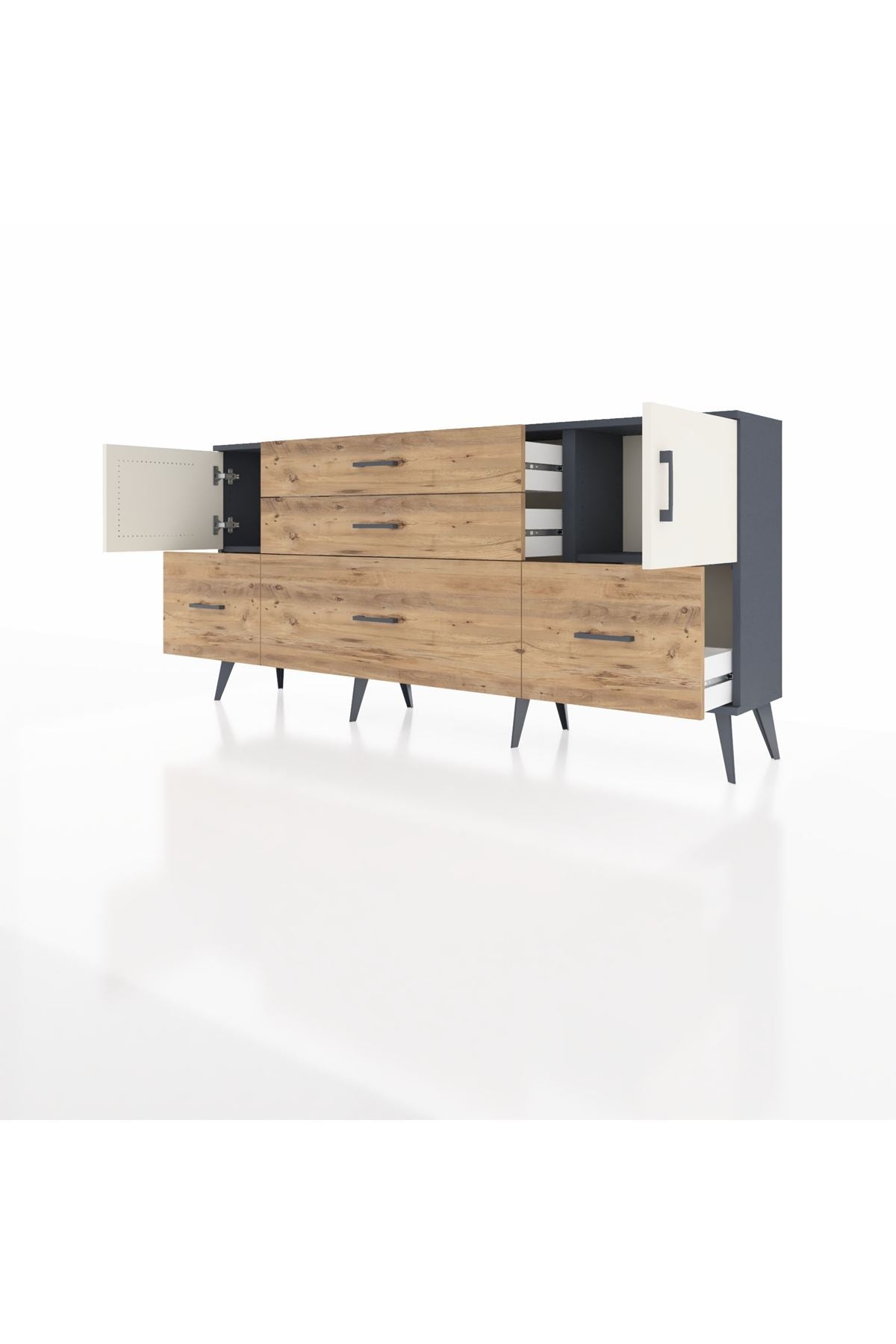 Arges Konsol 2 Raflı 5 Çekmeceli 2 Kapaklı 176x30x83 - S148M029V15A