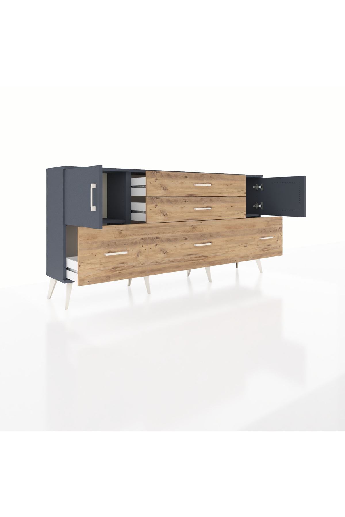 Arges Konsol 2 Raflı 5 Çekmeceli 2 Kapaklı 176x30x83 - S148M029V18A