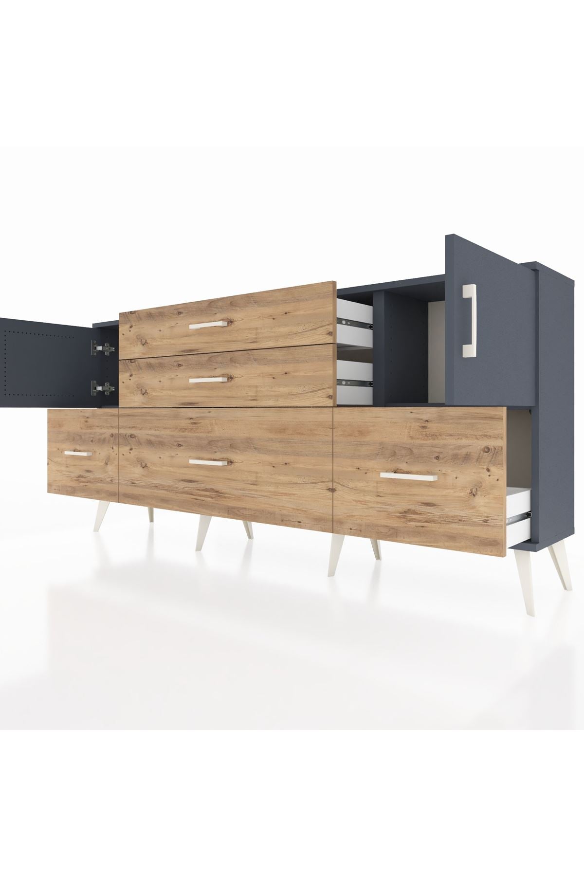 Arges Konsol 2 Raflı 5 Çekmeceli 2 Kapaklı 176x30x83 - S148M029V18A