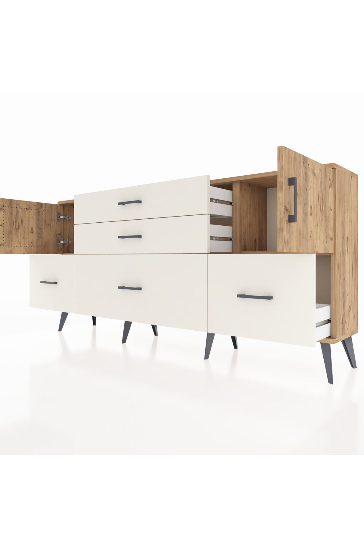 Arges Konsol 2 Raflı 5 Çekmeceli 2 Kapaklı 176x30x83 - S148M029V19A