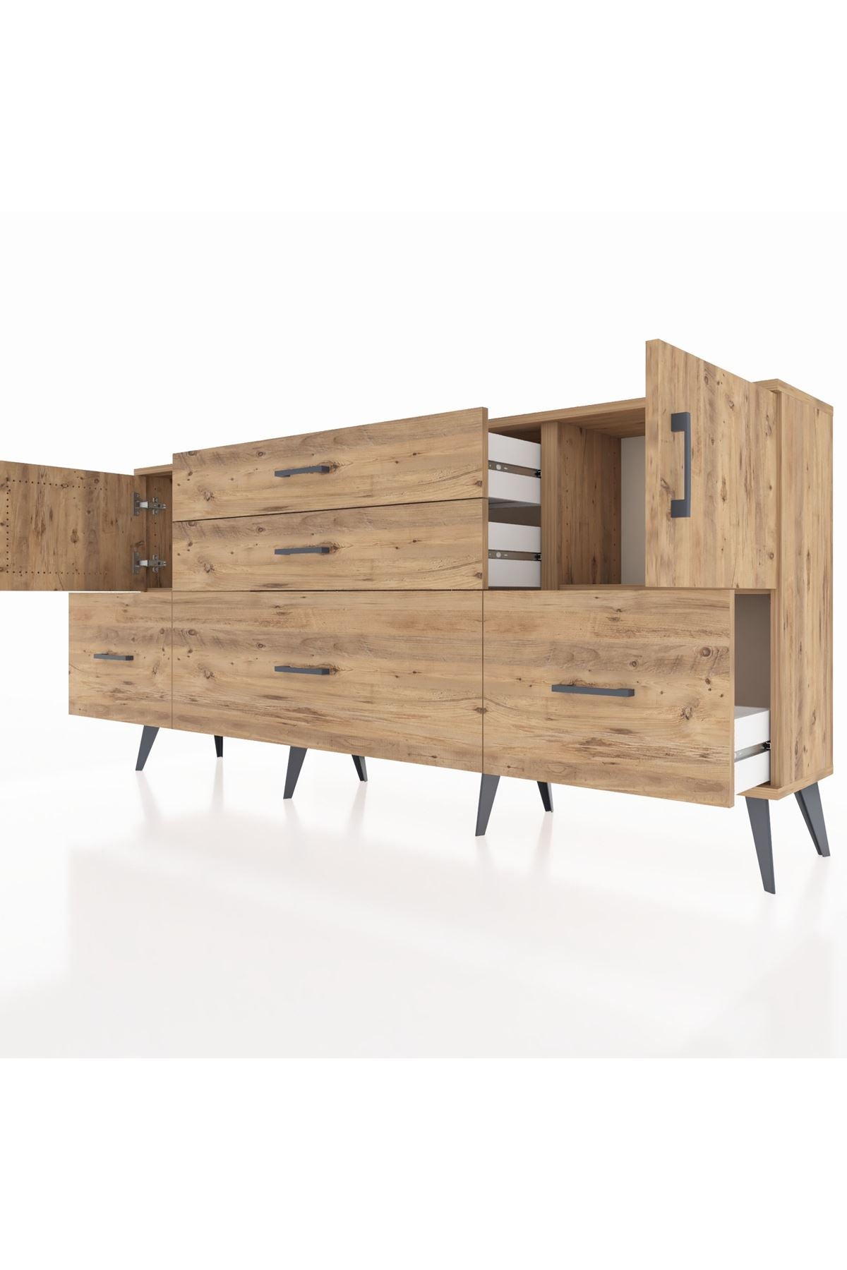 Arges Konsol 2 Raflı 5 Çekmeceli 2 Kapaklı 176x30x83 - S148M029V21A