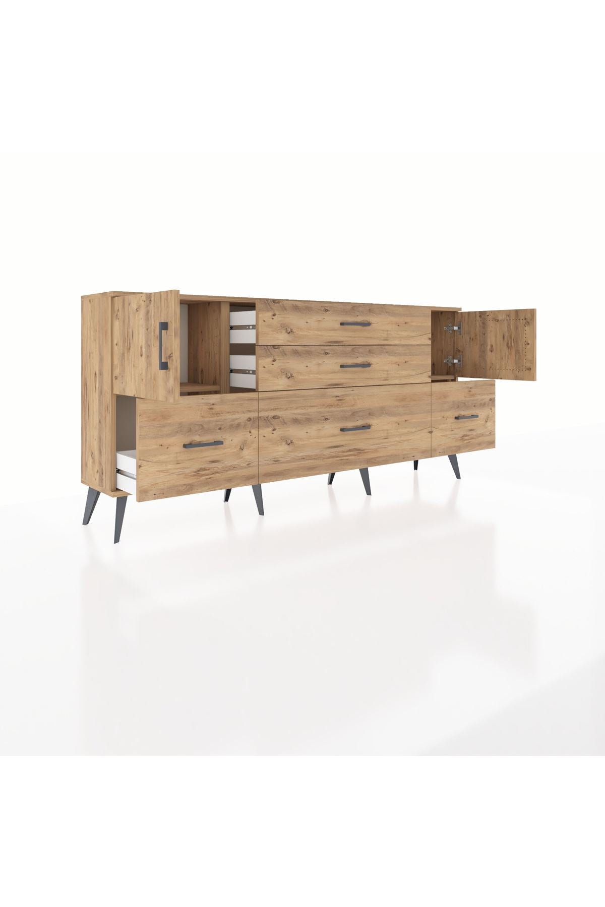 Arges Konsol 2 Raflı 5 Çekmeceli 2 Kapaklı 176x30x83 - S148M029V21A