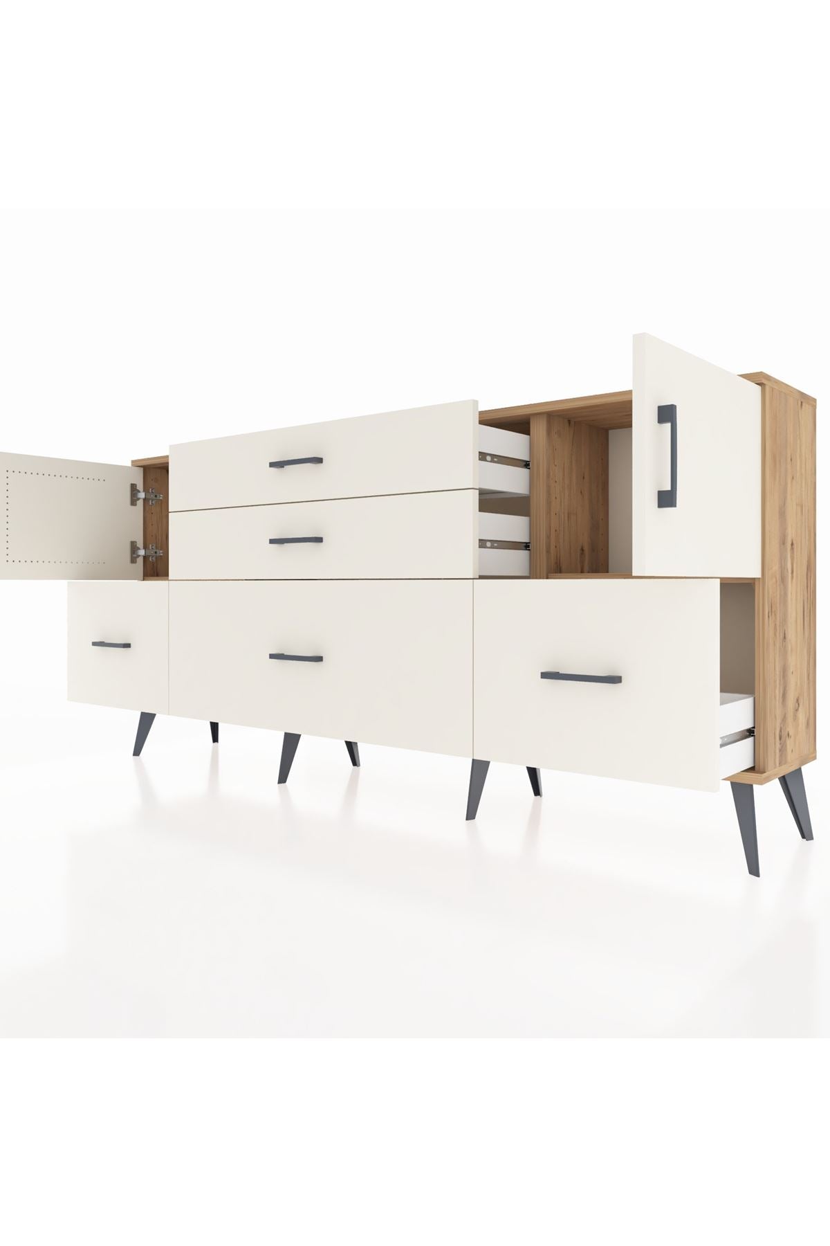 Arges Konsol 2 Raflı 5 Çekmeceli 2 Kapaklı 176x30x83 - S148M029V22A