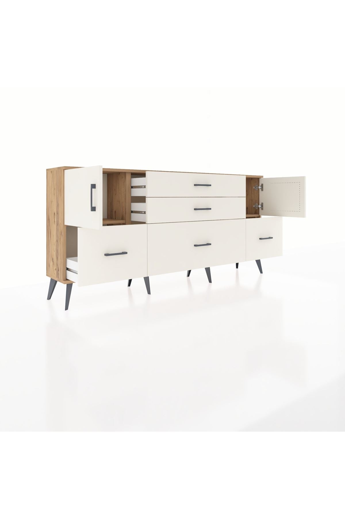 Arges Konsol 2 Raflı 5 Çekmeceli 2 Kapaklı 176x30x83 - S148M029V22A