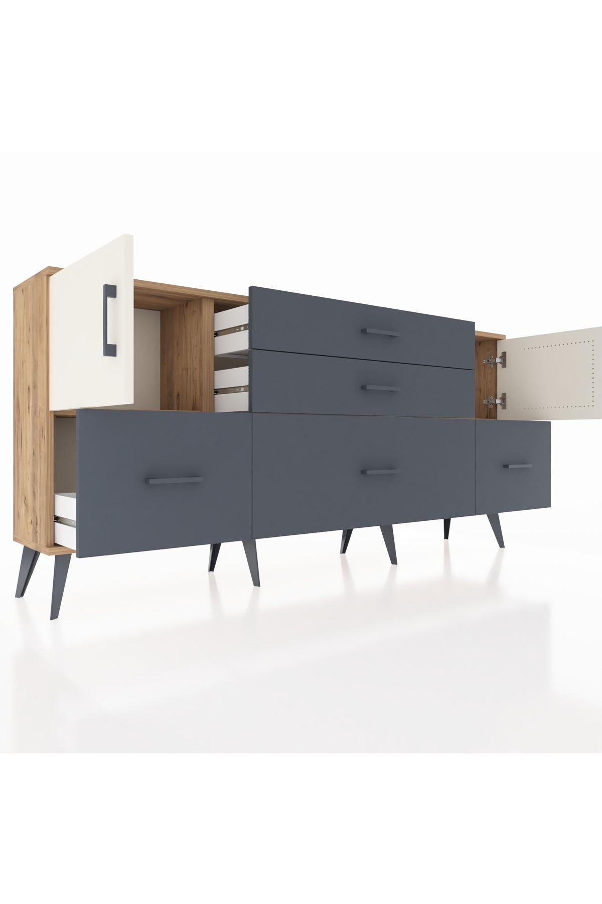 Arges Konsol 2 Raflı 5 Çekmeceli 2 Kapaklı 176x30x83 - S148M029V23A