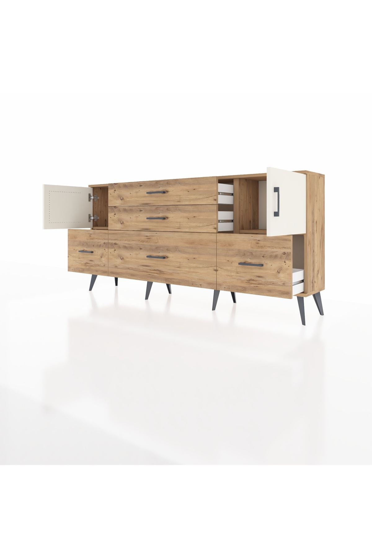 Arges Konsol 2 Raflı 5 Çekmeceli 2 Kapaklı 176x30x83 - S148M029V24A