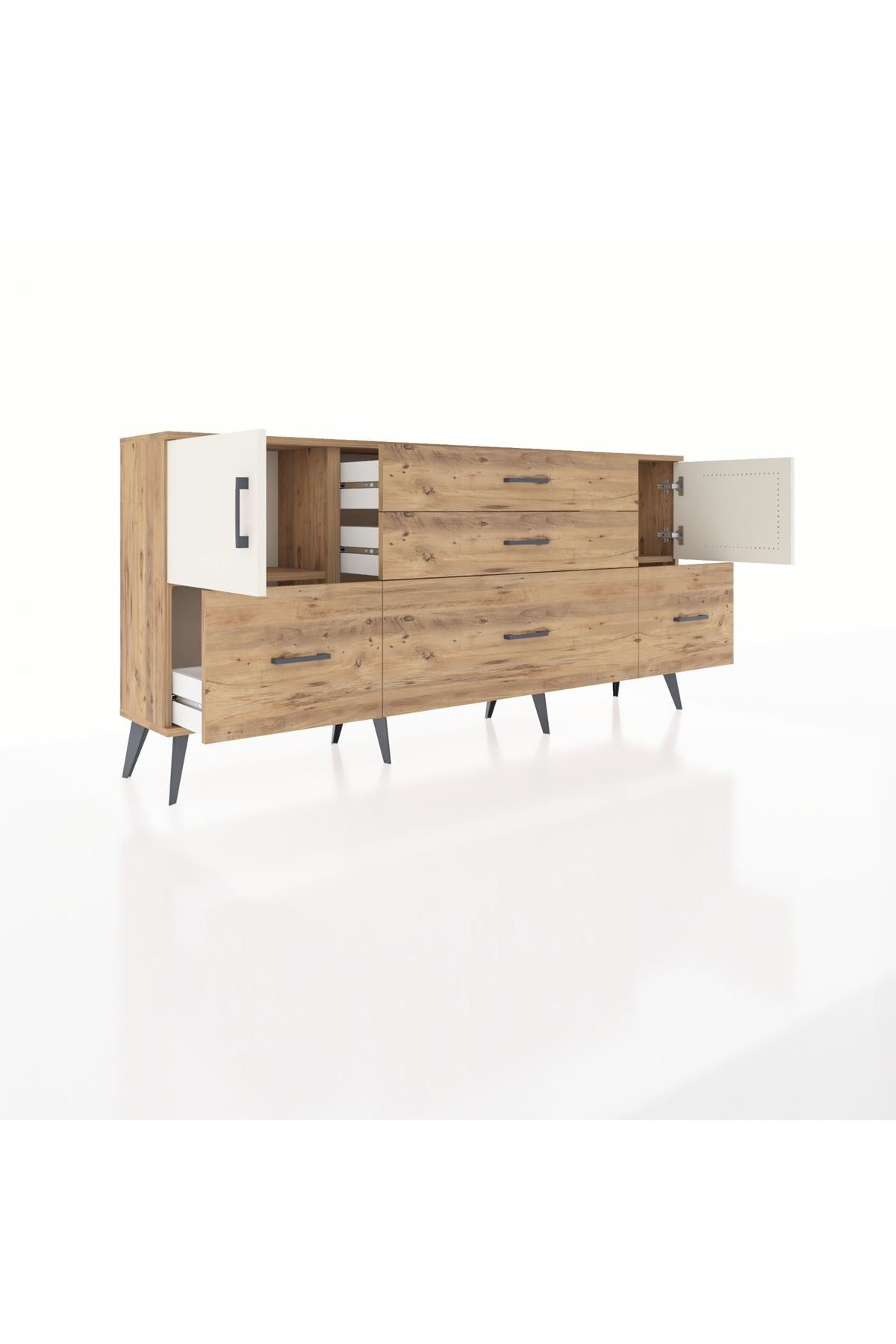 Arges Konsol 2 Raflı 5 Çekmeceli 2 Kapaklı 176x30x83 - S148M029V24A