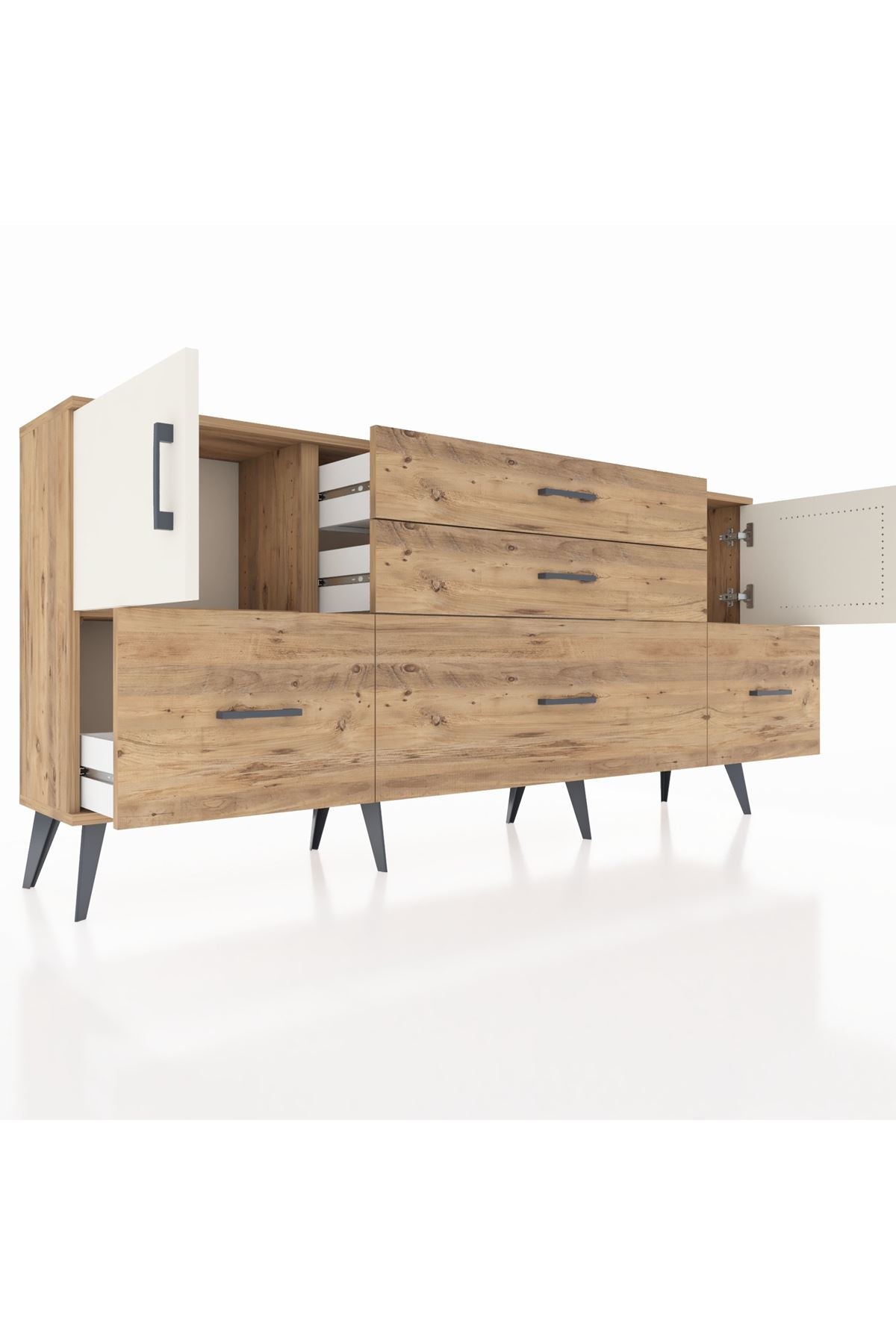 Arges Konsol 2 Raflı 5 Çekmeceli 2 Kapaklı 176x30x83 - S148M029V24A