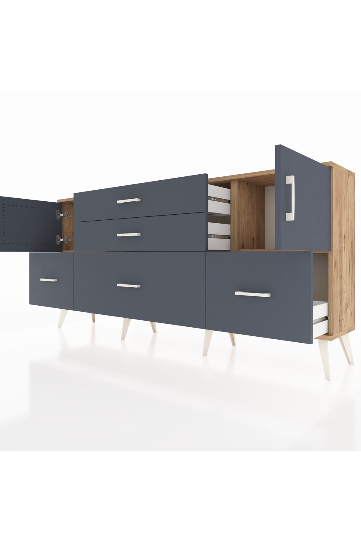 Arges Konsol 2 Raflı 5 Çekmeceli 2 Kapaklı 176x30x83 - S148M029V26A