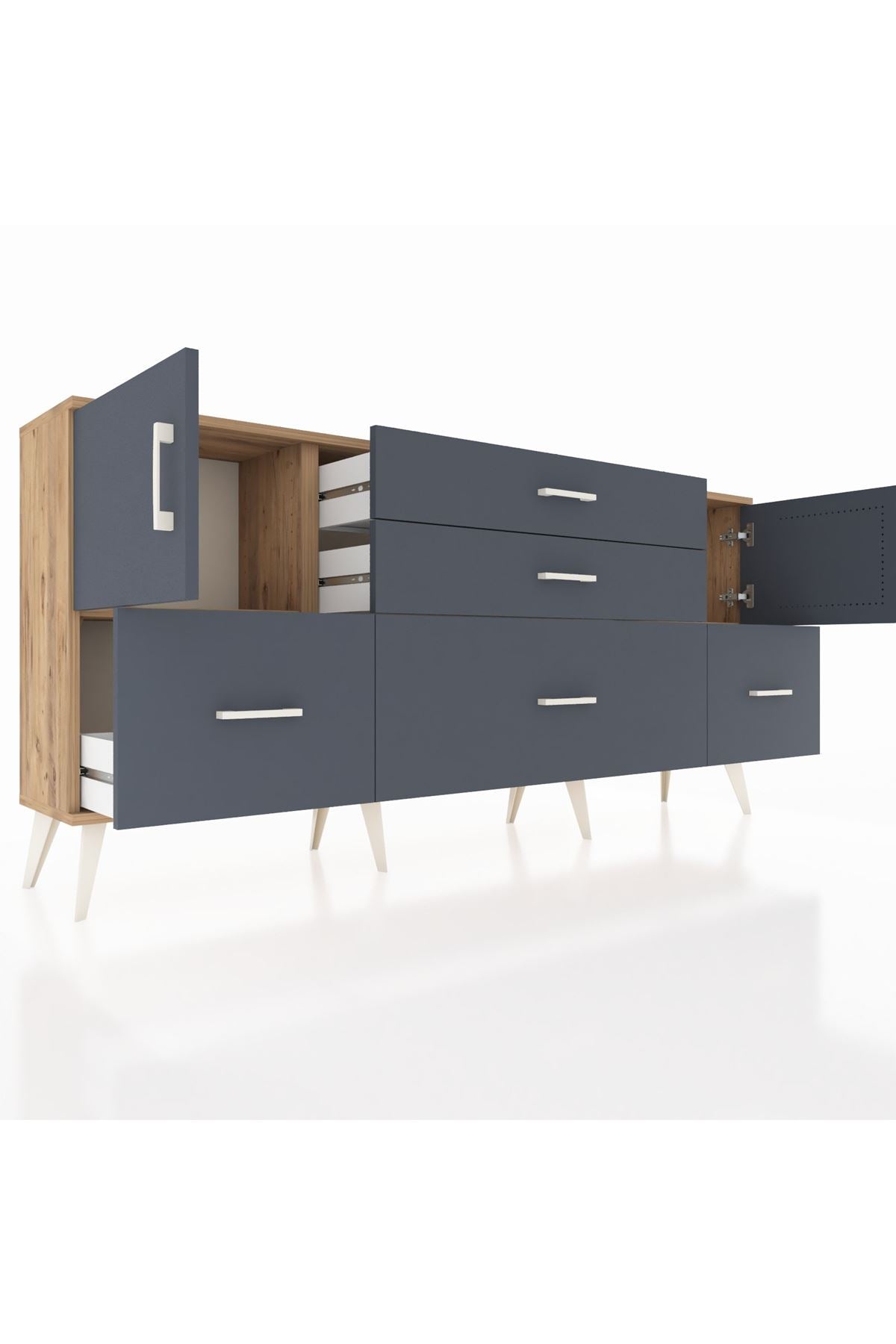 Arges Konsol 2 Raflı 5 Çekmeceli 2 Kapaklı 176x30x83 - S148M029V26A