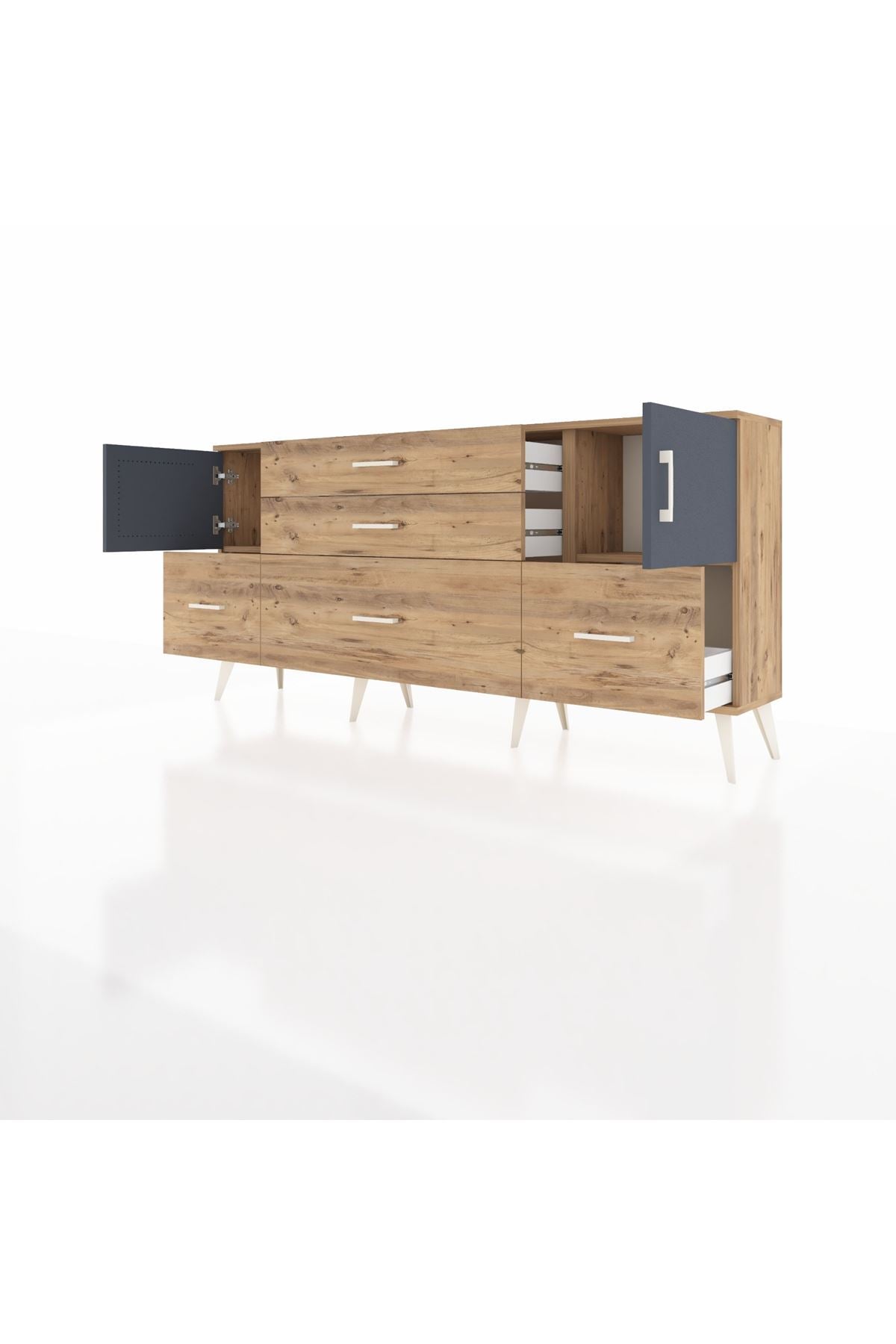 Arges Konsol 2 Raflı 5 Çekmeceli 2 Kapaklı 176x30x83 - S148M029V27A