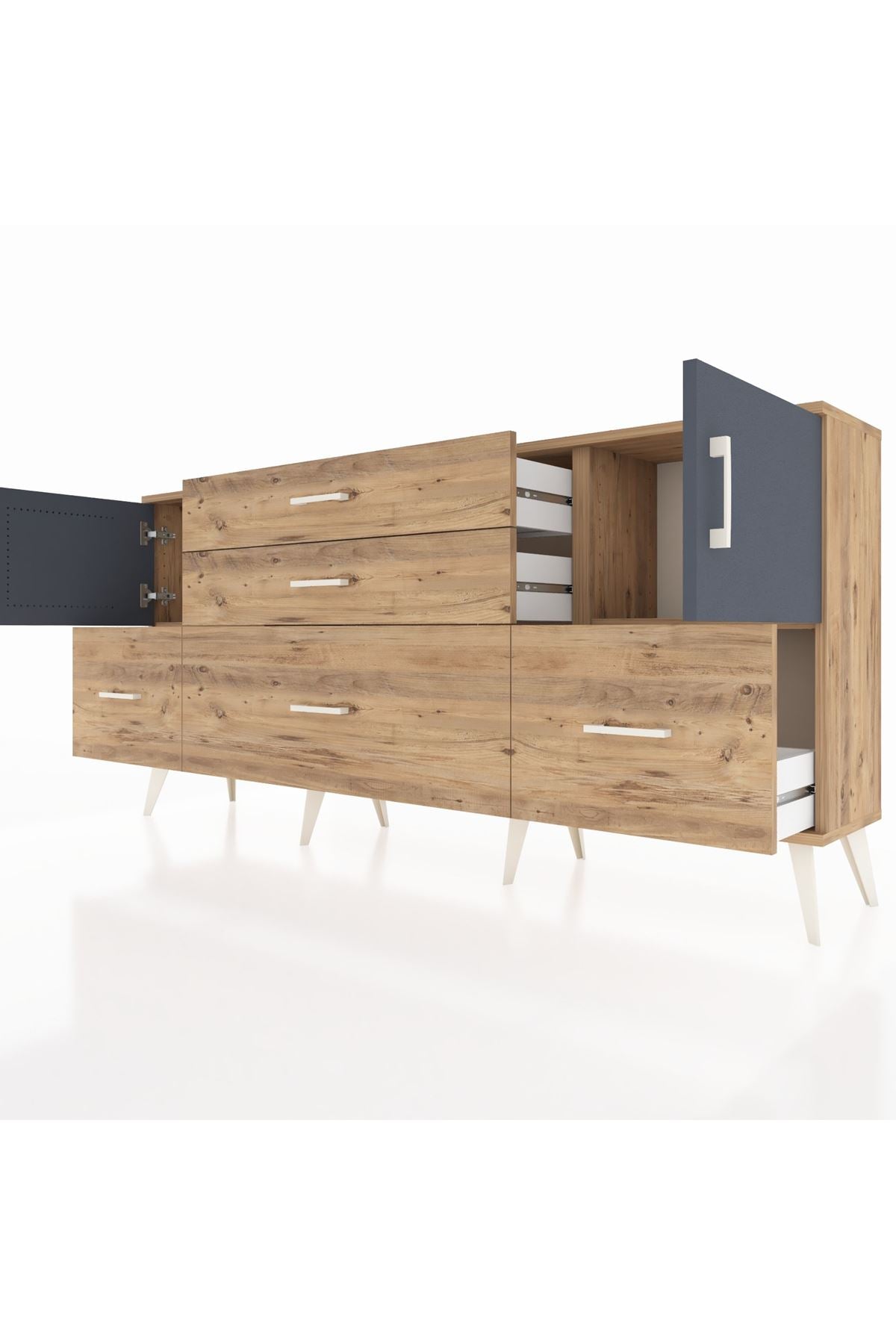 Arges Konsol 2 Raflı 5 Çekmeceli 2 Kapaklı 176x30x83 - S148M029V27A