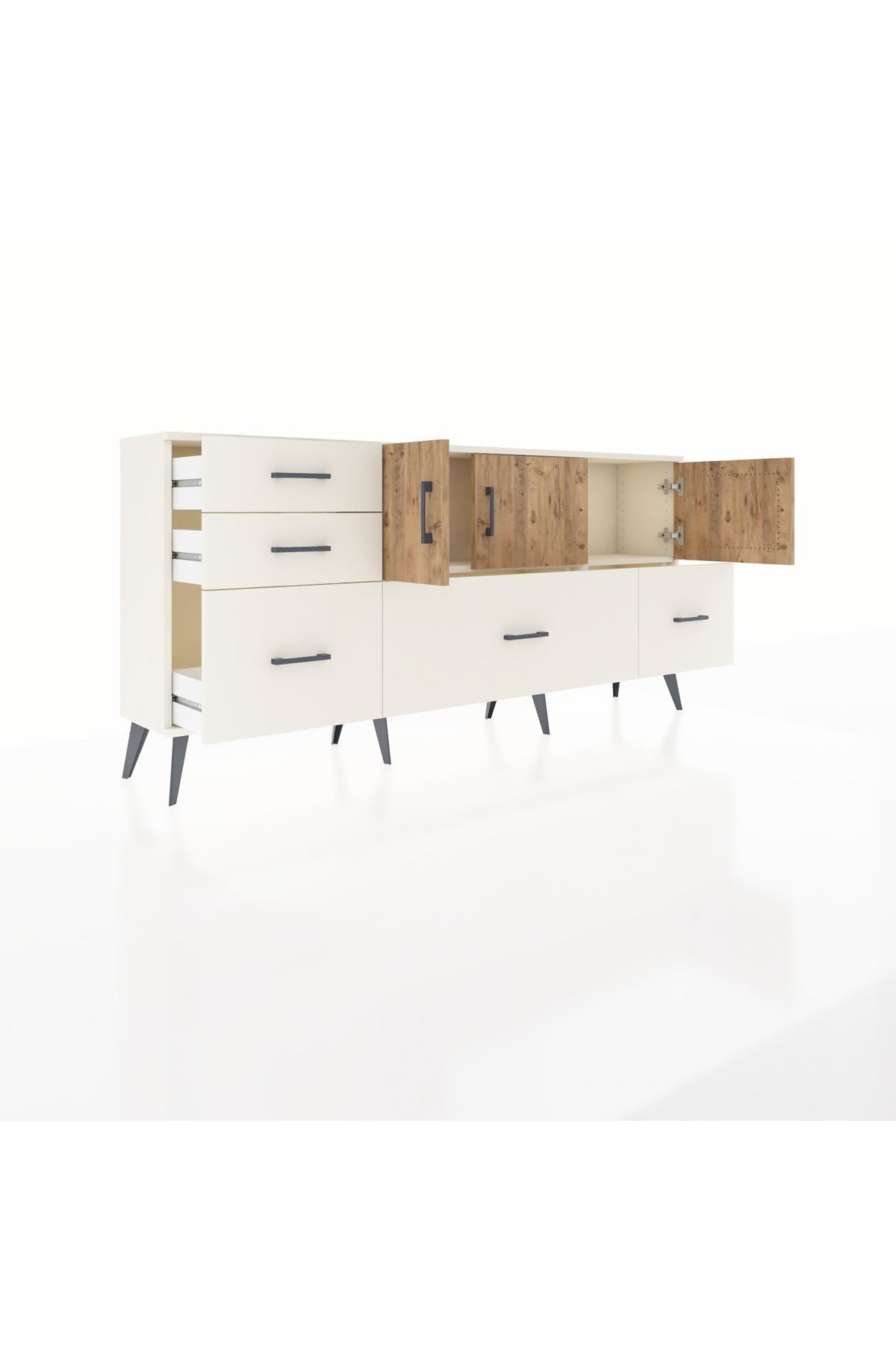 Arges Konsol 2 Raflı 5 Çekmeceli 3 Kapaklı 176x30x83 - S148M030V01A