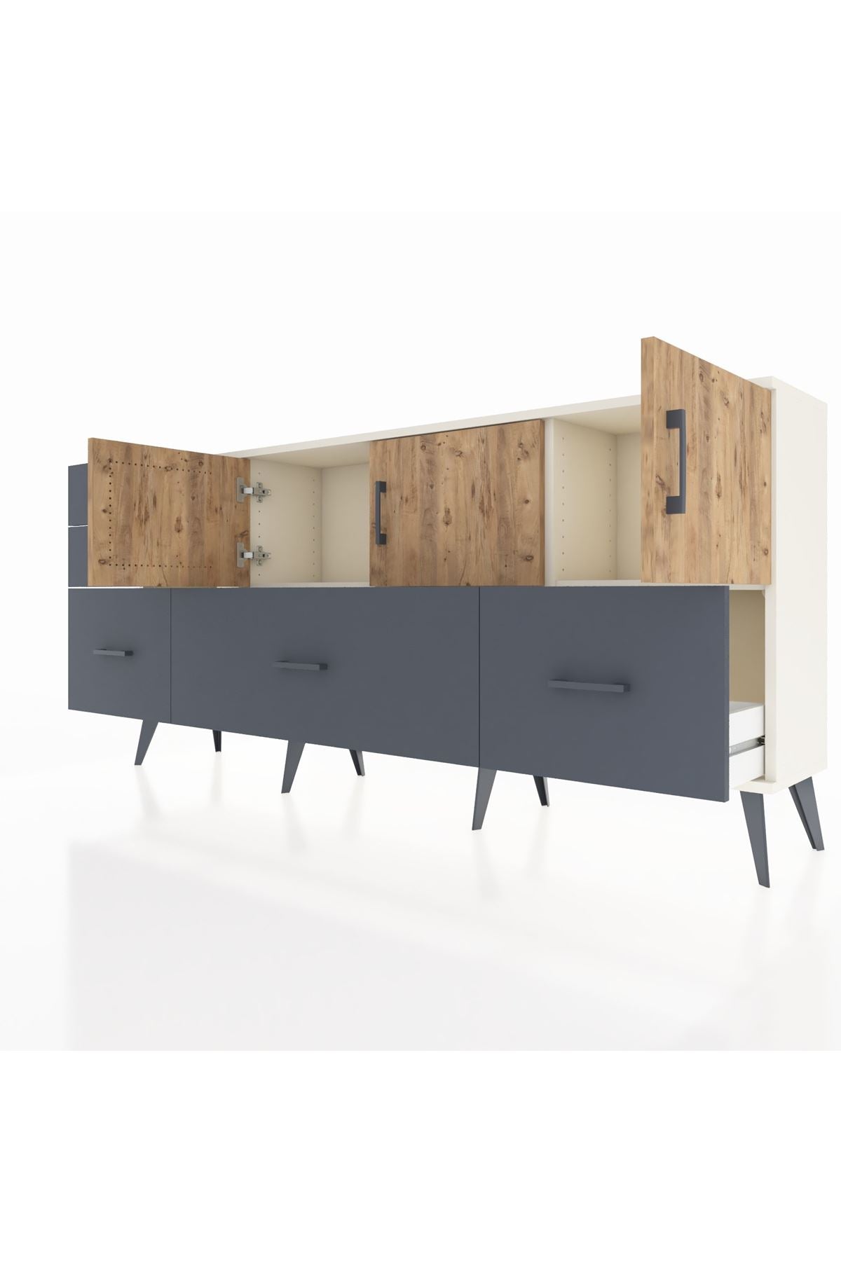 Arges Konsol 2 Raflı 5 Çekmeceli 3 Kapaklı 176x30x83 - S148M030V02A