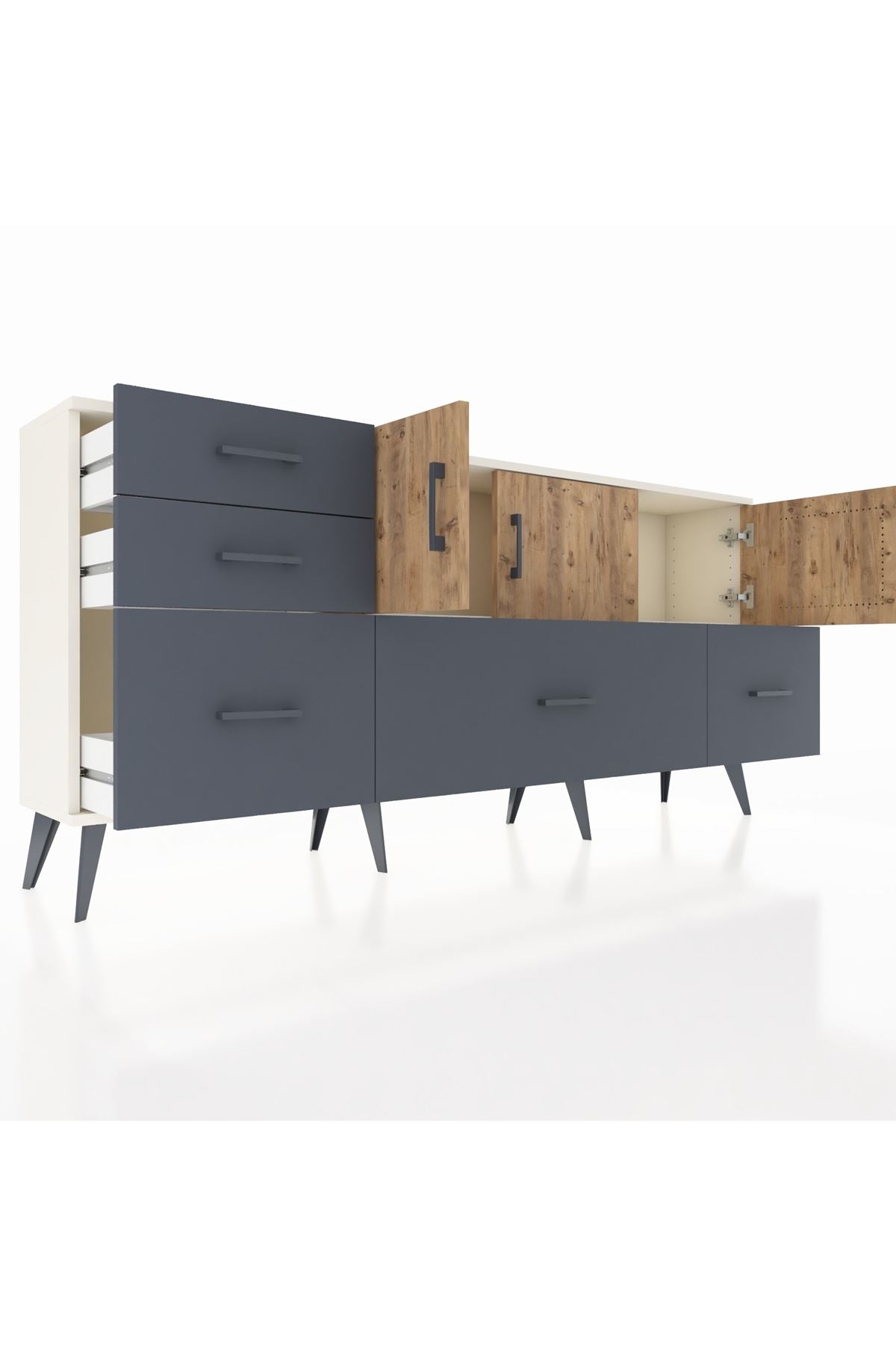 Arges Konsol 2 Raflı 5 Çekmeceli 3 Kapaklı 176x30x83 - S148M030V02A