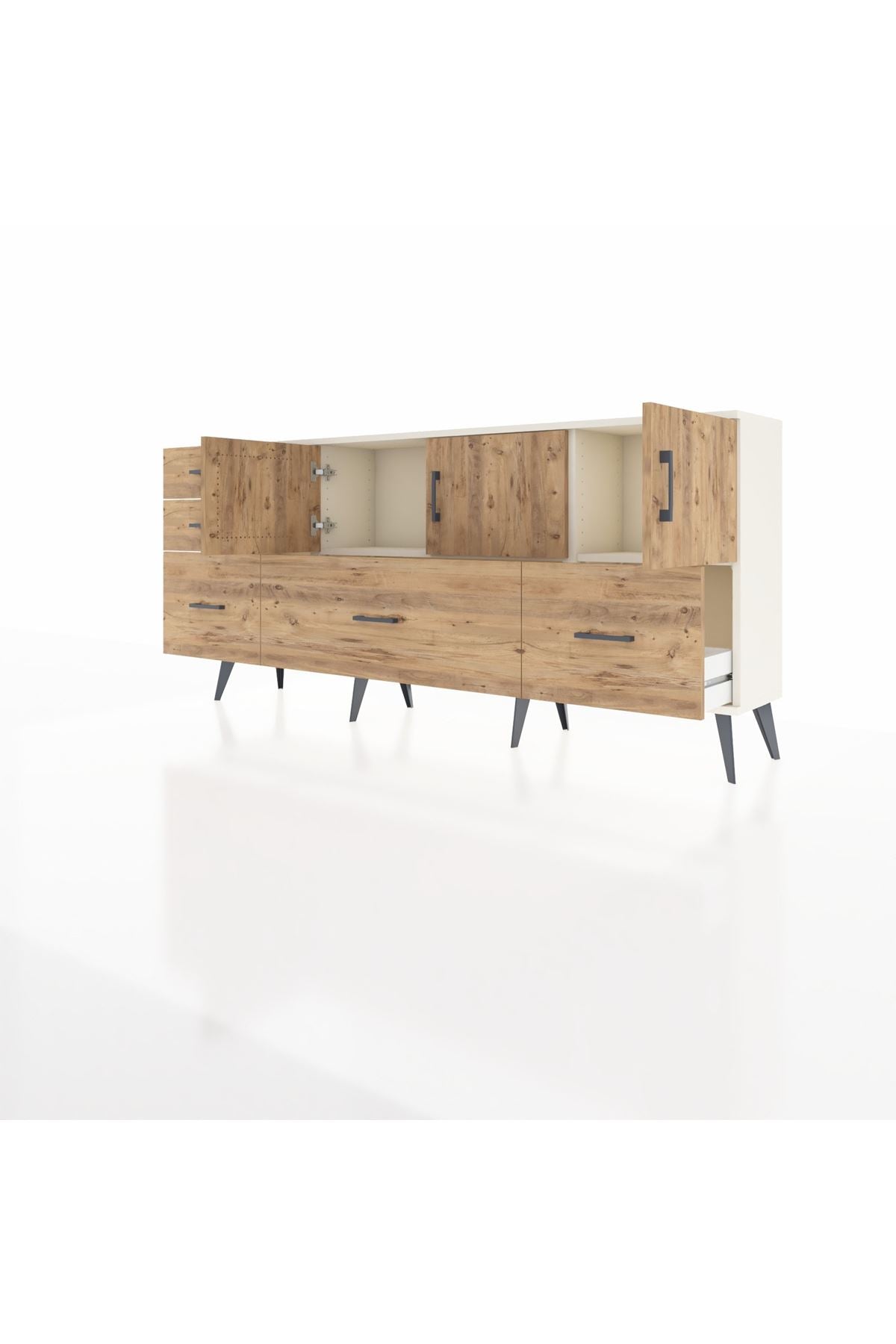 Arges Konsol 2 Raflı 5 Çekmeceli 3 Kapaklı 176x30x83 - S148M030V03A