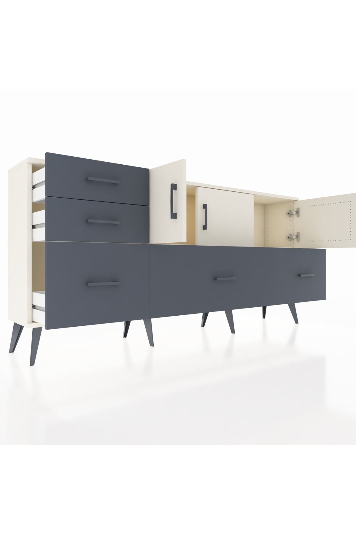 Arges Konsol 2 Raflı 5 Çekmeceli 3 Kapaklı 176x30x83 - S148M030V05A