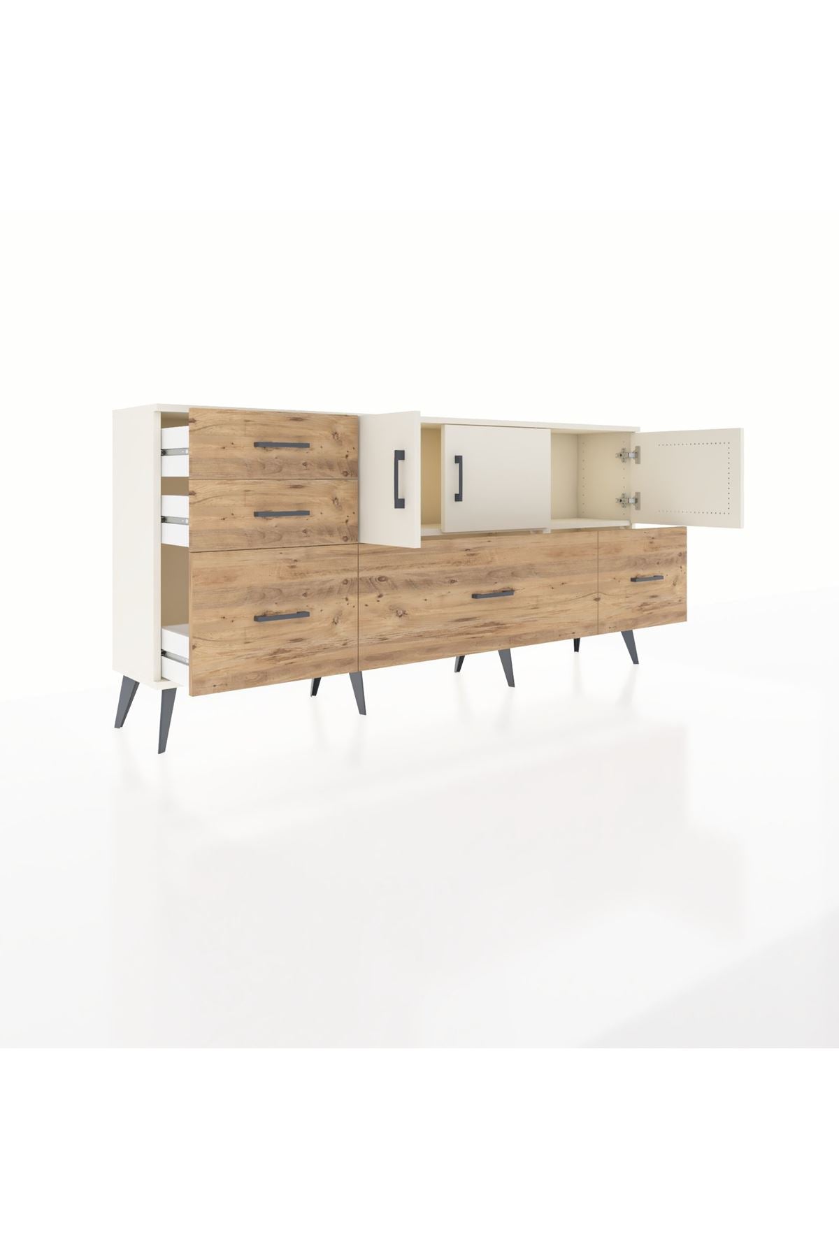 Arges Konsol 2 Raflı 5 Çekmeceli 3 Kapaklı 176x30x83 - S148M030V06A