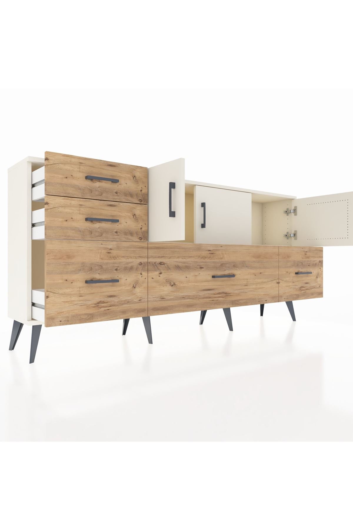 Arges Konsol 2 Raflı 5 Çekmeceli 3 Kapaklı 176x30x83 - S148M030V06A