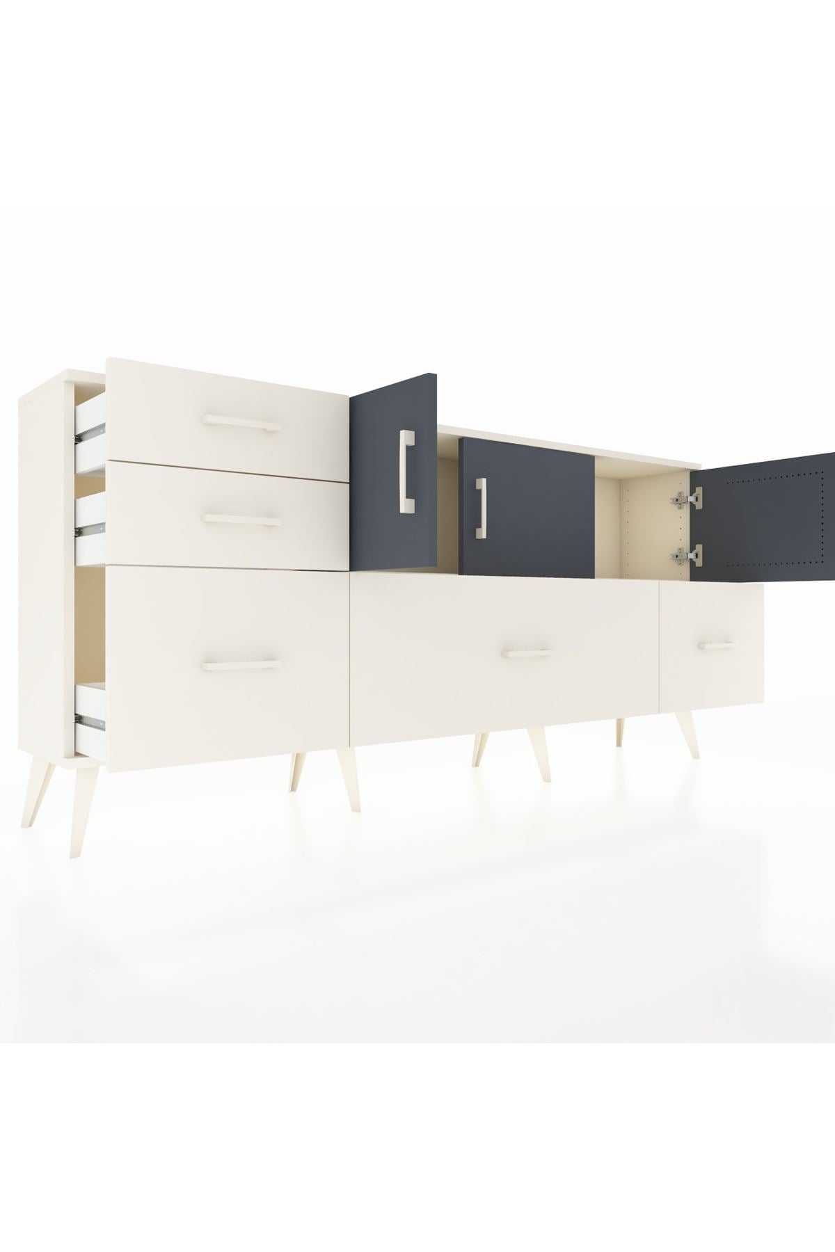 Arges Konsol 2 Raflı 5 Çekmeceli 3 Kapaklı 176x30x83 - S148M030V07A