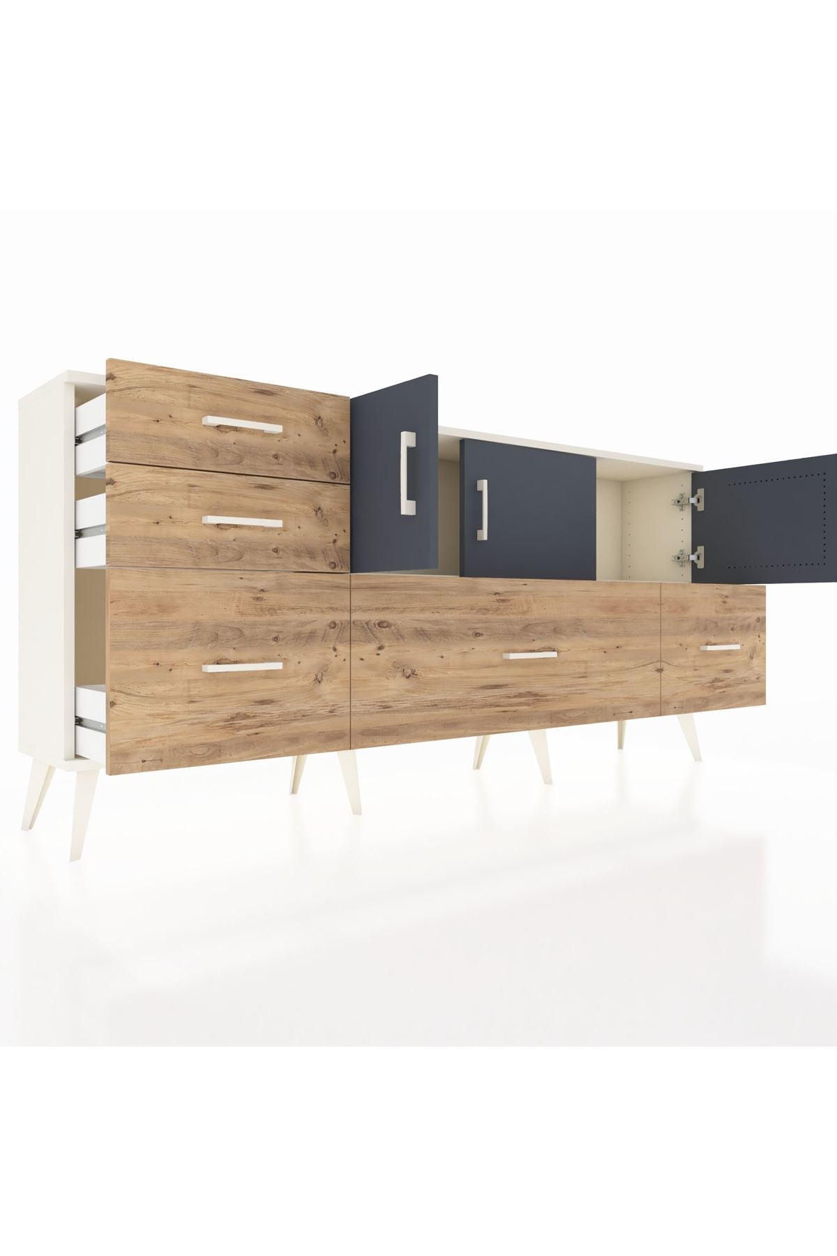 Arges Konsol 2 Raflı 5 Çekmeceli 3 Kapaklı 176x30x83 - S148M030V09A