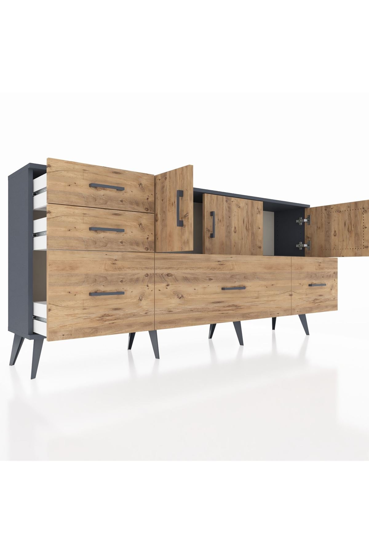 Arges Konsol 2 Raflı 5 Çekmeceli 3 Kapaklı 176x30x83 - S148M030V12A