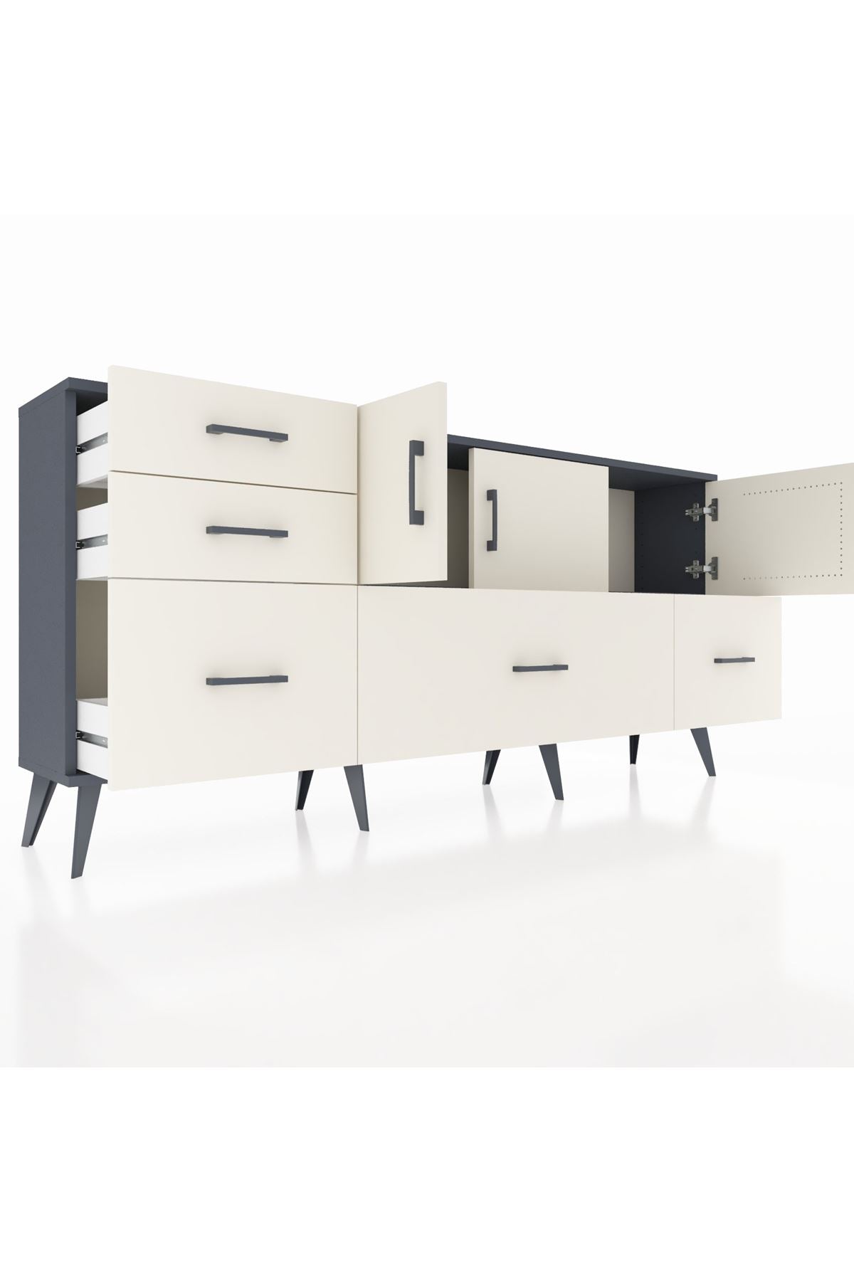 Arges Konsol 2 Raflı 5 Çekmeceli 3 Kapaklı 176x30x83 - S148M030V13A