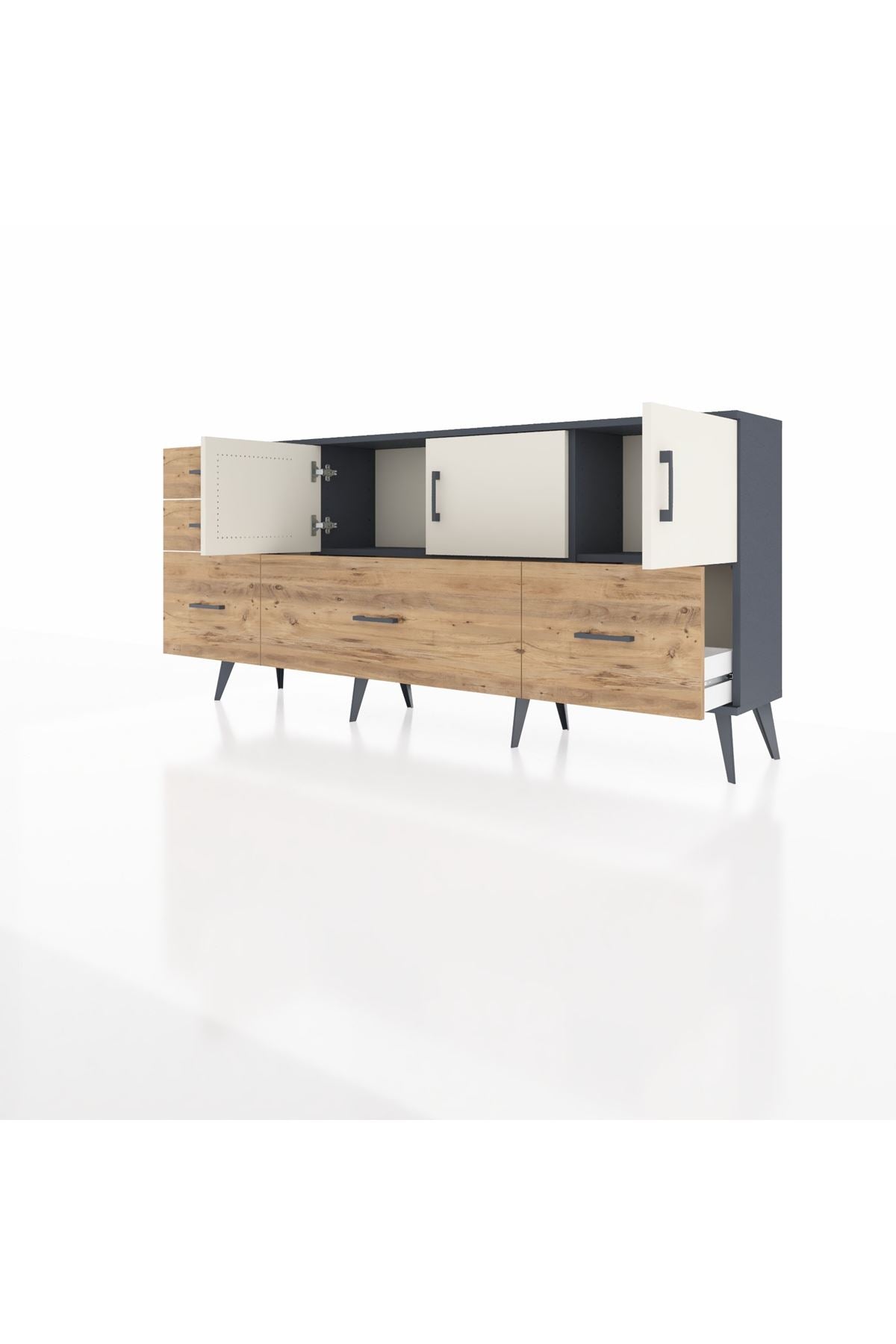 Arges Konsol 2 Raflı 5 Çekmeceli 3 Kapaklı 176x30x83 - S148M030V15A