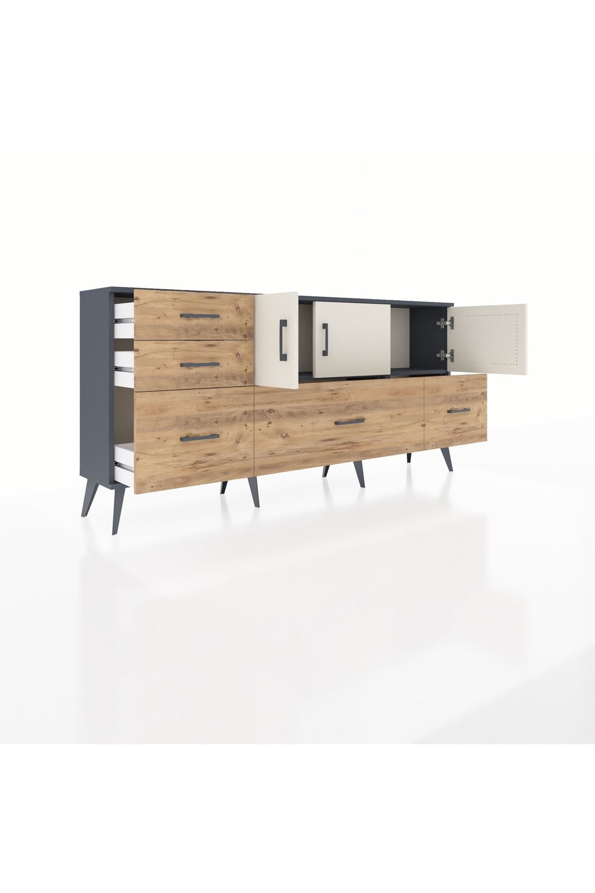 Arges Konsol 2 Raflı 5 Çekmeceli 3 Kapaklı 176x30x83 - S148M030V15A