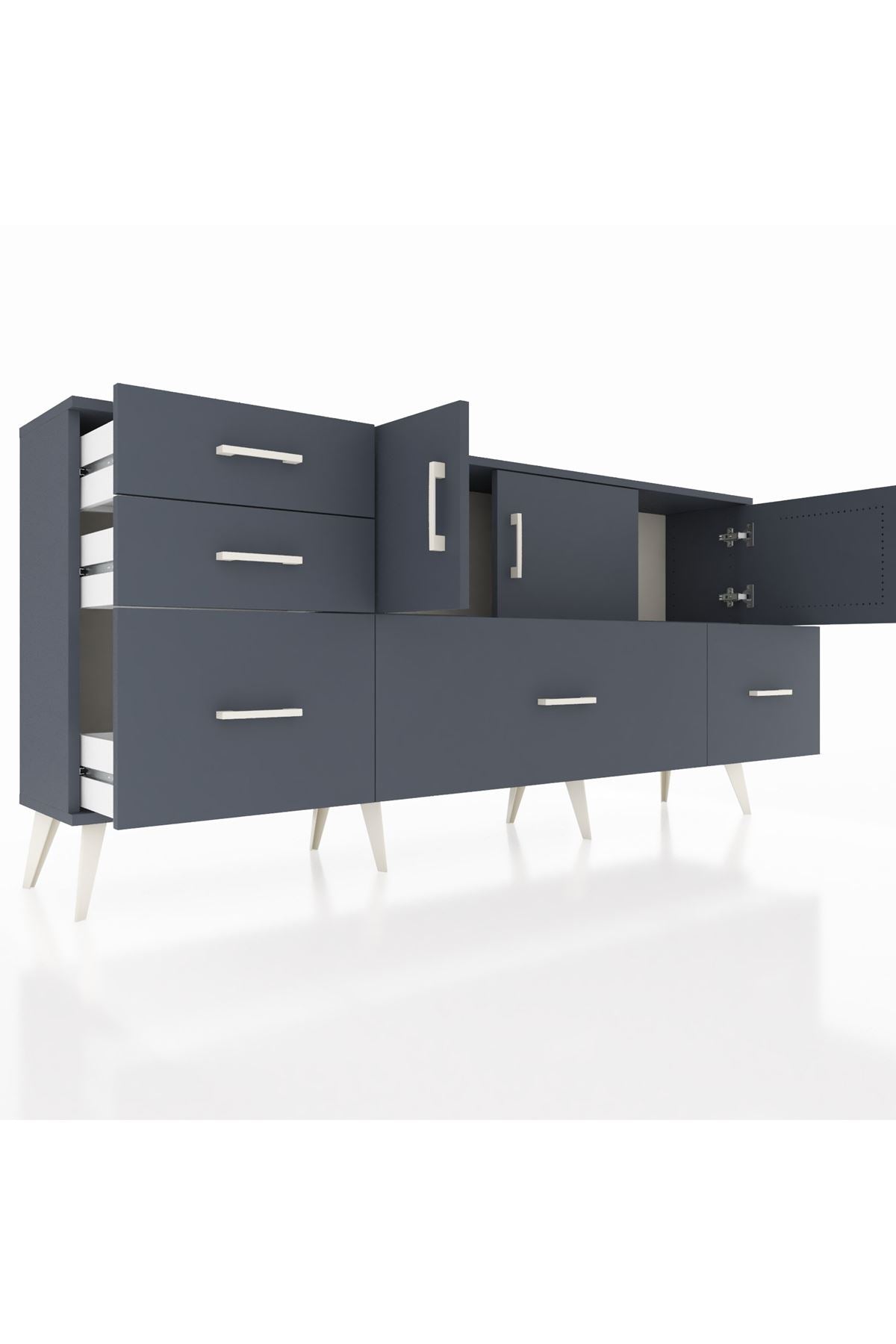 Arges Konsol 2 Raflı 5 Çekmeceli 3 Kapaklı 176x30x83 - S148M030V17A