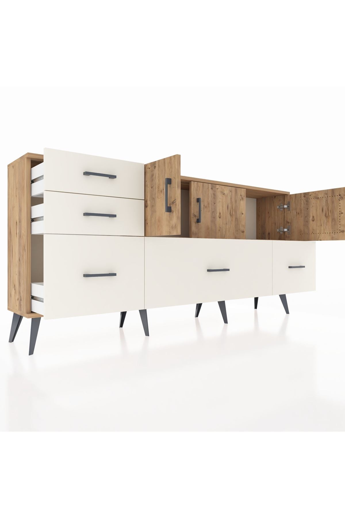 Arges Konsol 2 Raflı 5 Çekmeceli 3 Kapaklı 176x30x83 - S148M030V19A