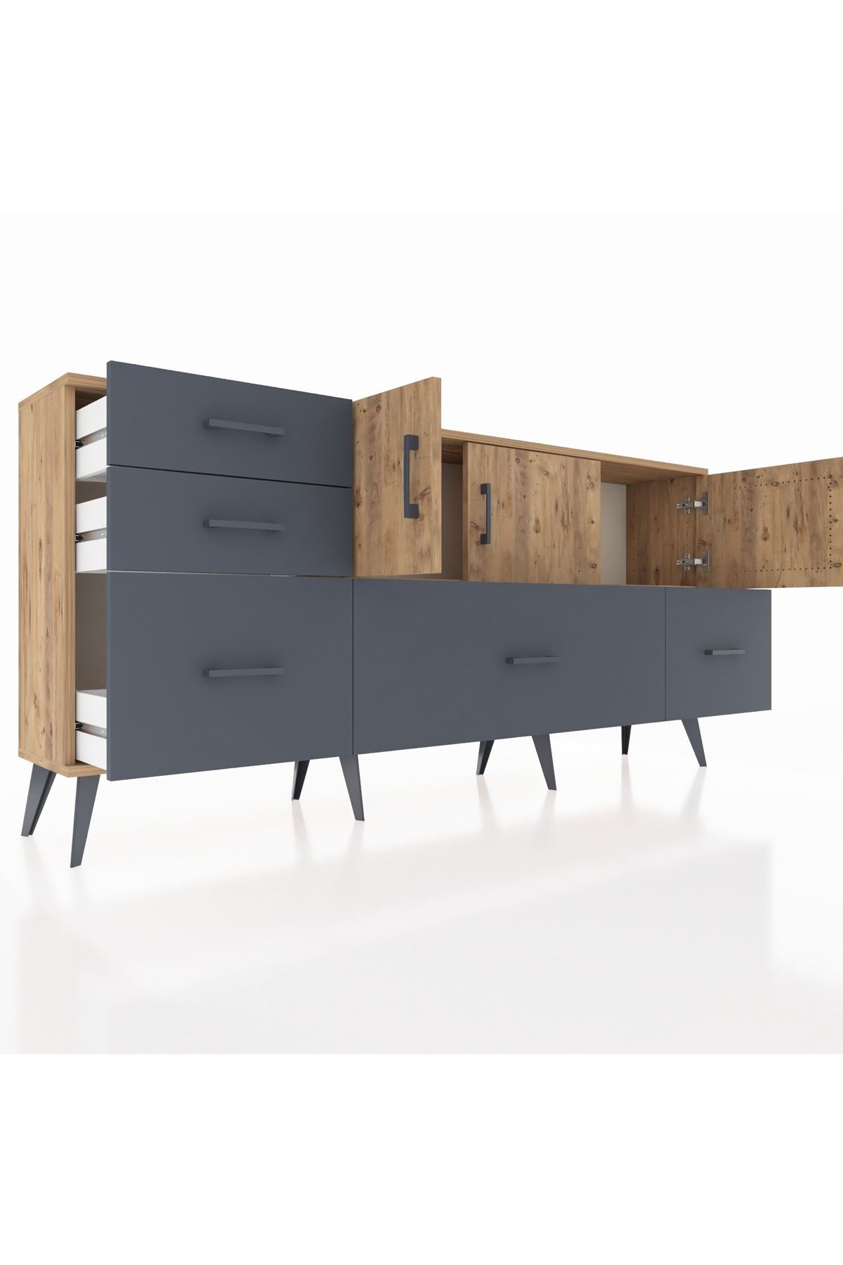 Arges Konsol 2 Raflı 5 Çekmeceli 3 Kapaklı 176x30x83 - S148M030V20A