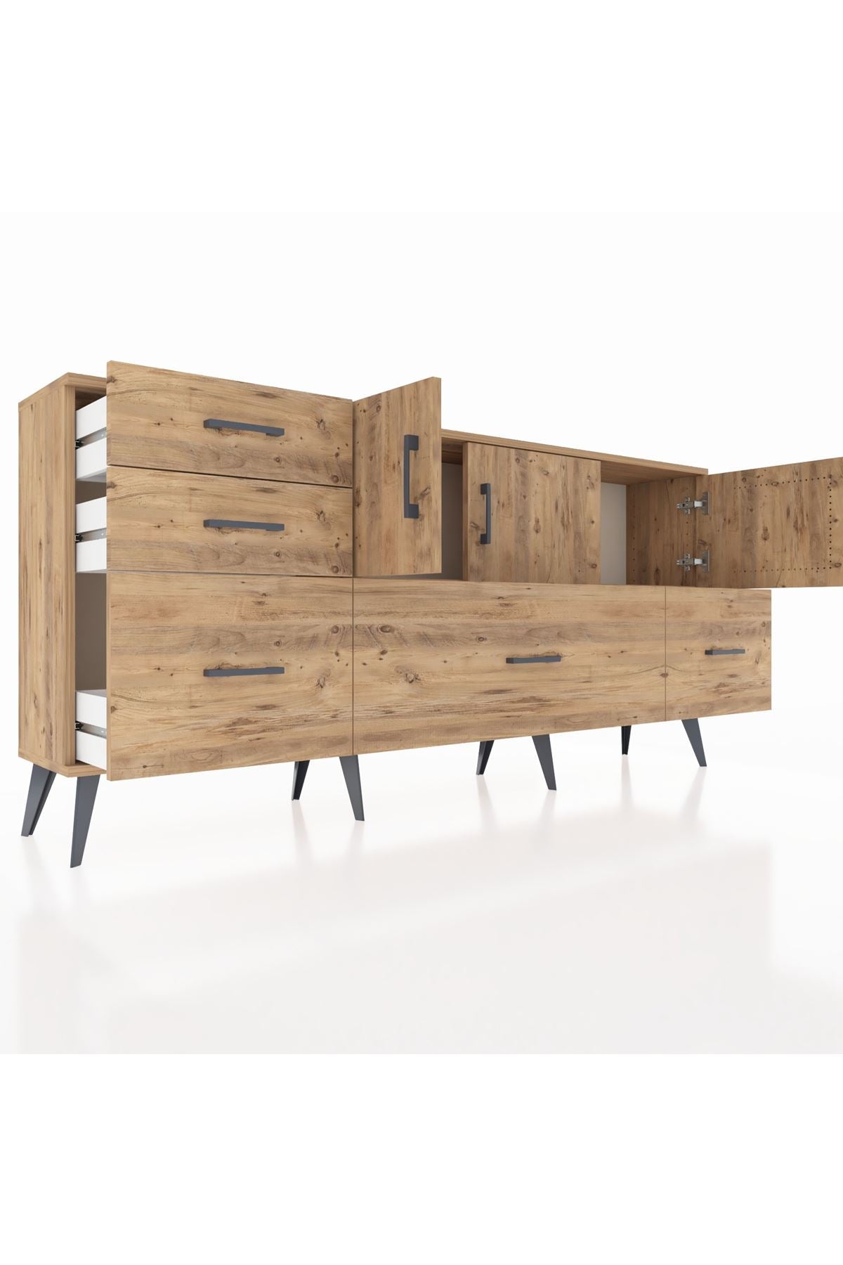 Arges Konsol 2 Raflı 5 Çekmeceli 3 Kapaklı 176x30x83 - S148M030V21A