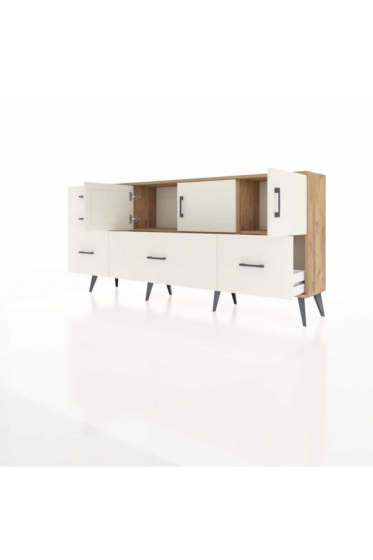 Arges Konsol 2 Raflı 5 Çekmeceli 3 Kapaklı 176x30x83 - S148M030V22A