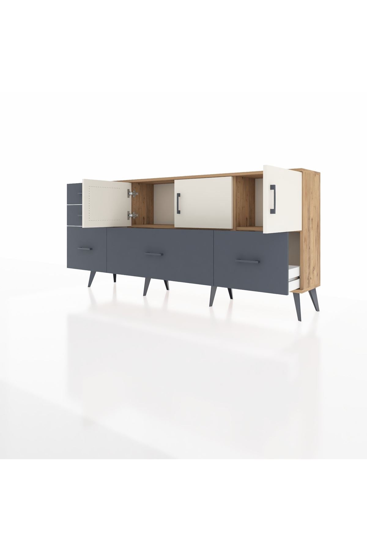 Arges Konsol 2 Raflı 5 Çekmeceli 3 Kapaklı 176x30x83 - S148M030V23A