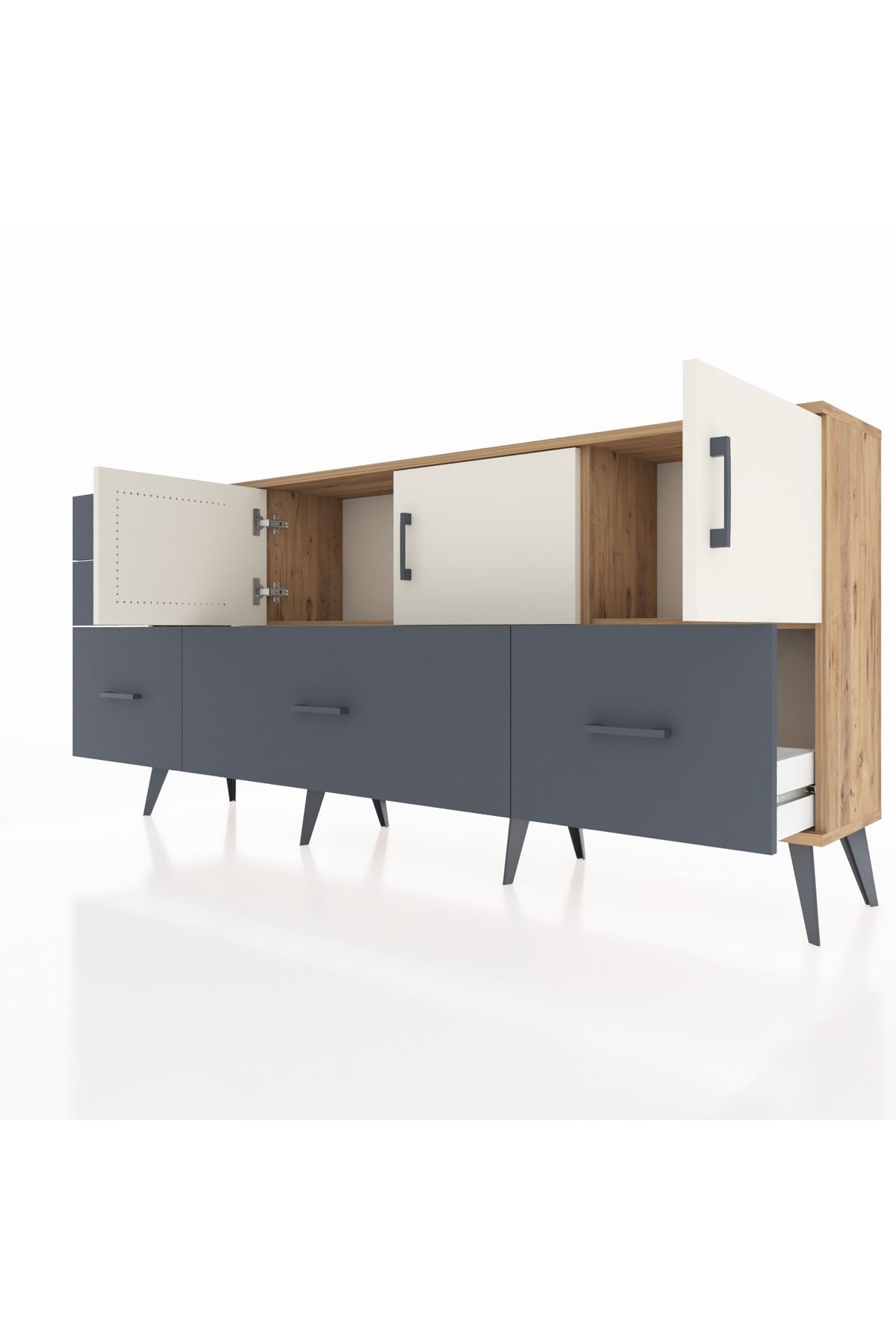 Arges Konsol 2 Raflı 5 Çekmeceli 3 Kapaklı 176x30x83 - S148M030V23A