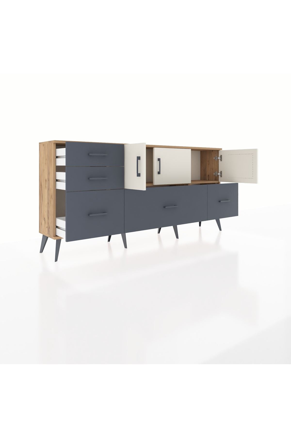 Arges Konsol 2 Raflı 5 Çekmeceli 3 Kapaklı 176x30x83 - S148M030V23A