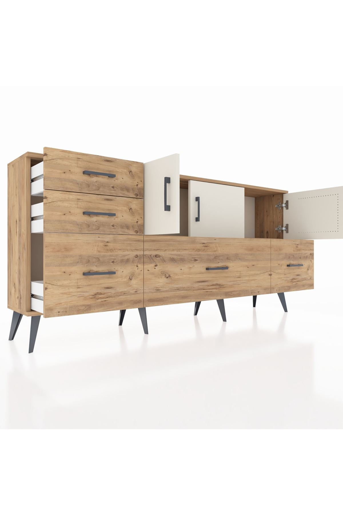 Arges Konsol 2 Raflı 5 Çekmeceli 3 Kapaklı 176x30x83 - S148M030V24A