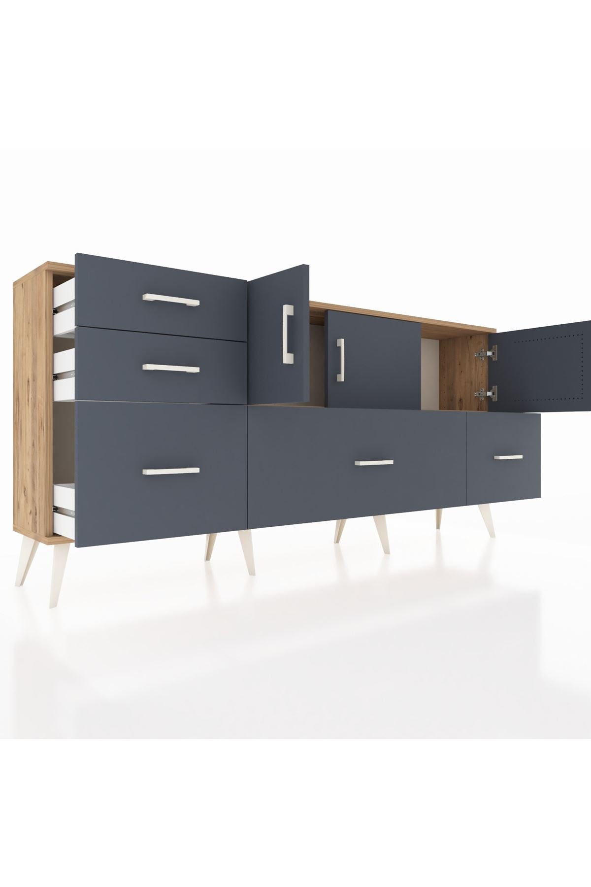 Arges Konsol 2 Raflı 5 Çekmeceli 3 Kapaklı 176x30x83 - S148M030V26A