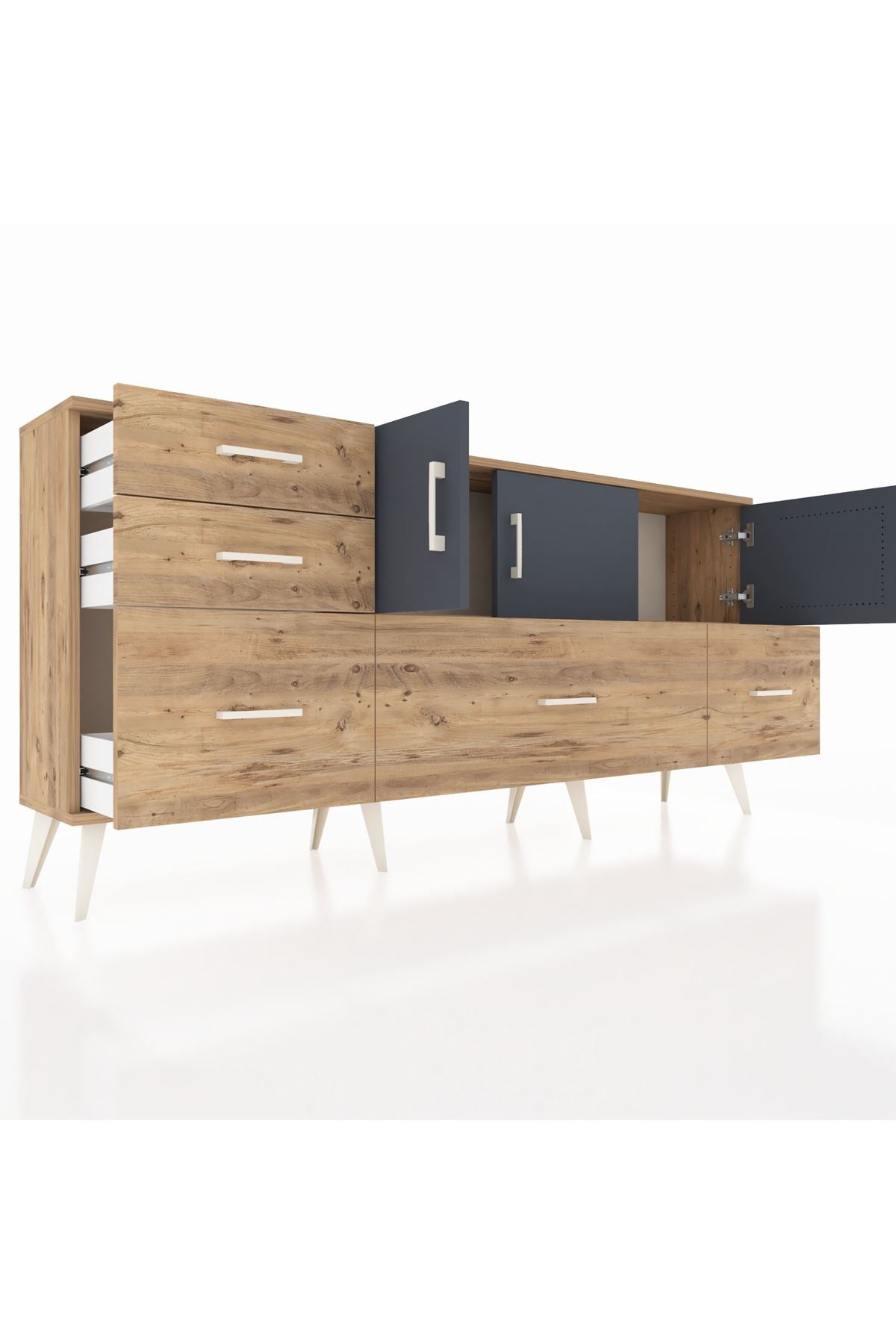 Arges Konsol 2 Raflı 5 Çekmeceli 3 Kapaklı 176x30x83 - S148M030V27A