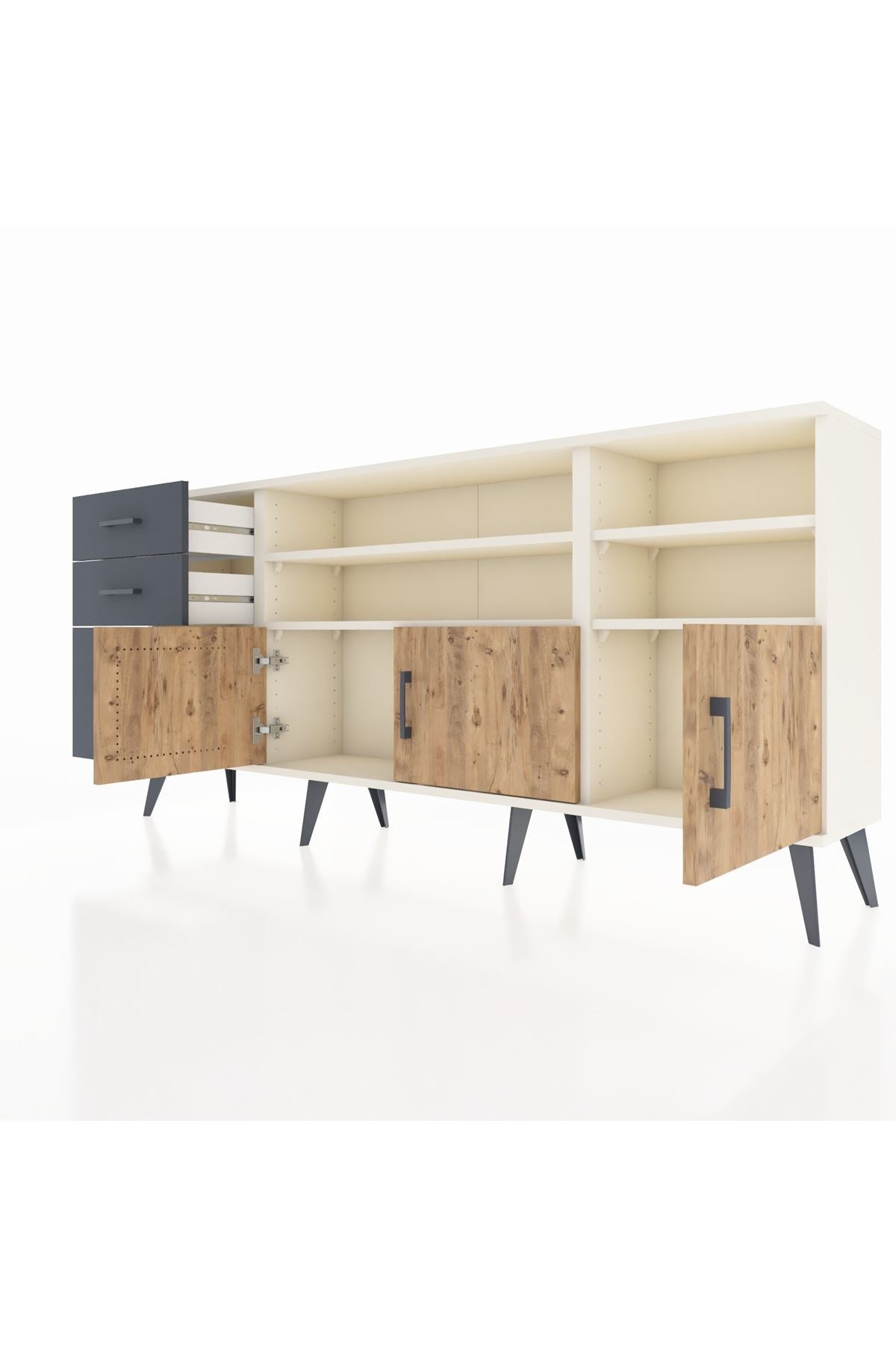 Arges Konsol 4 Raflı 3 Çekmeceli 3 Kapaklı 176x30x83 - S148M031V02A