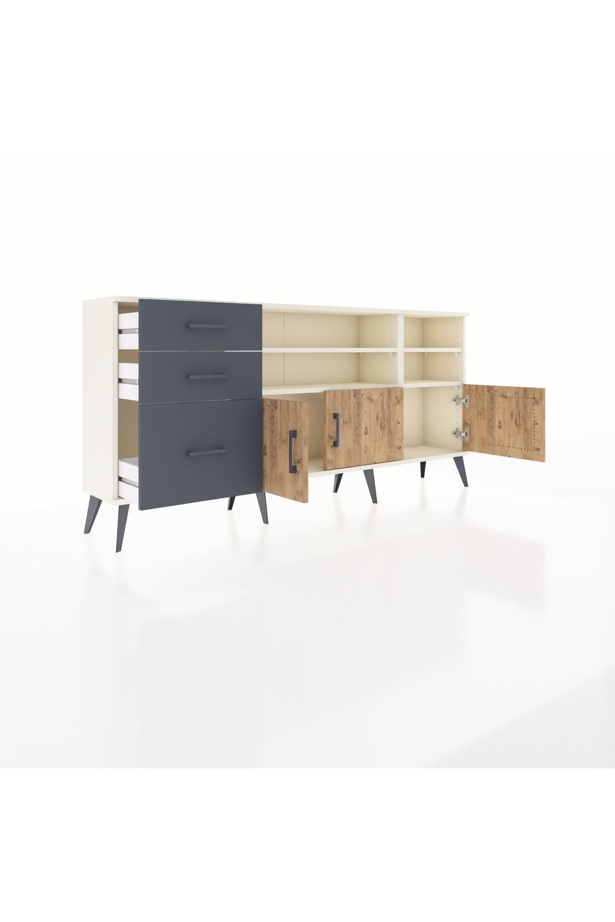 Arges Konsol 4 Raflı 3 Çekmeceli 3 Kapaklı 176x30x83 - S148M031V02A