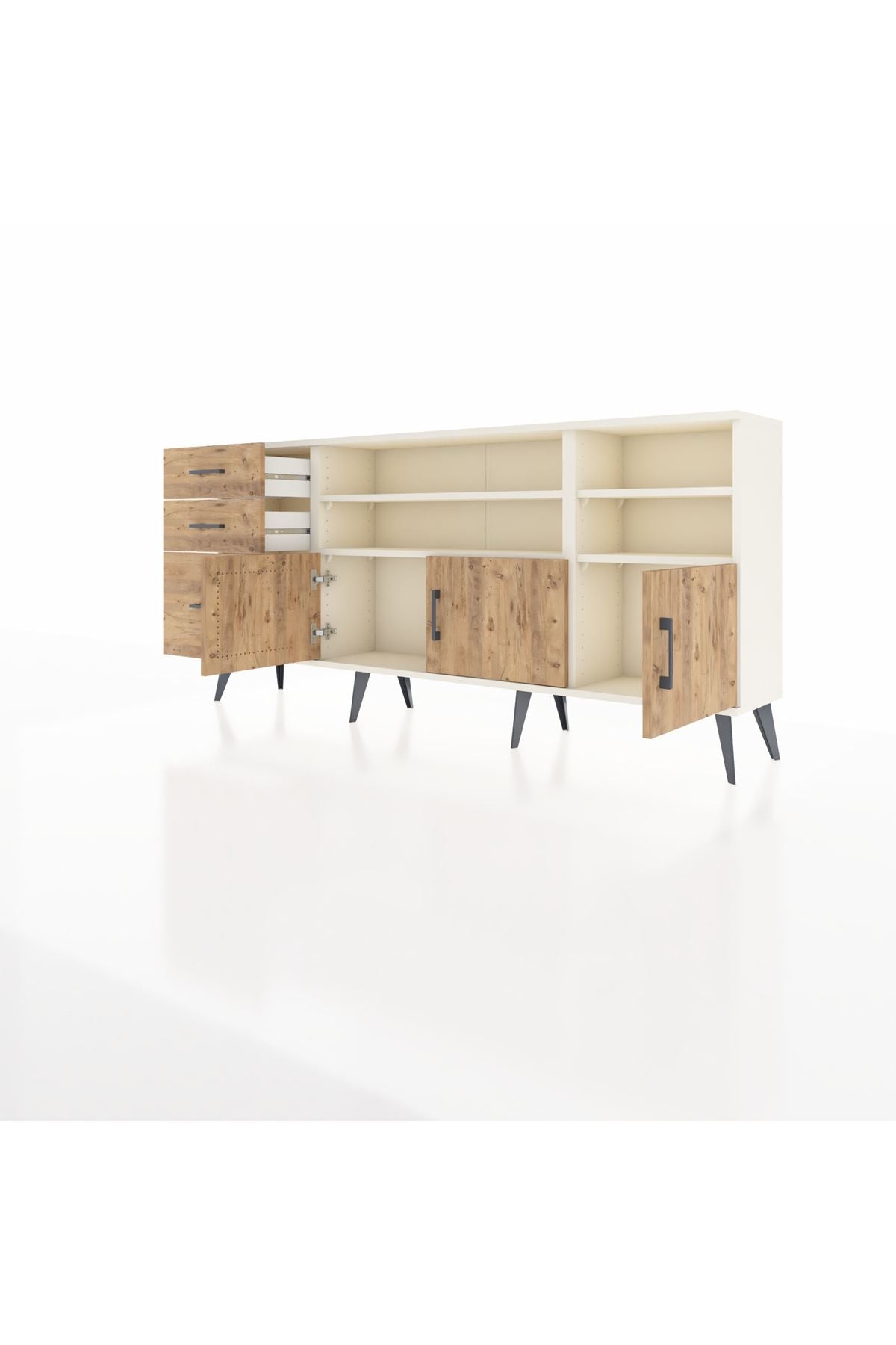 Arges Konsol 4 Raflı 3 Çekmeceli 3 Kapaklı 176x30x83 - S148M031V03A