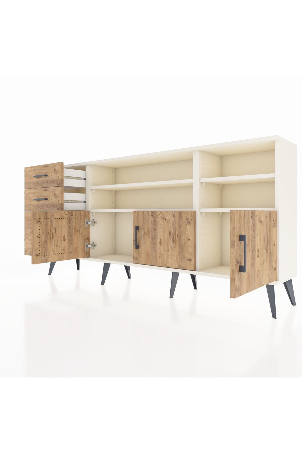 Arges Konsol 4 Raflı 3 Çekmeceli 3 Kapaklı 176x30x83 - S148M031V03A