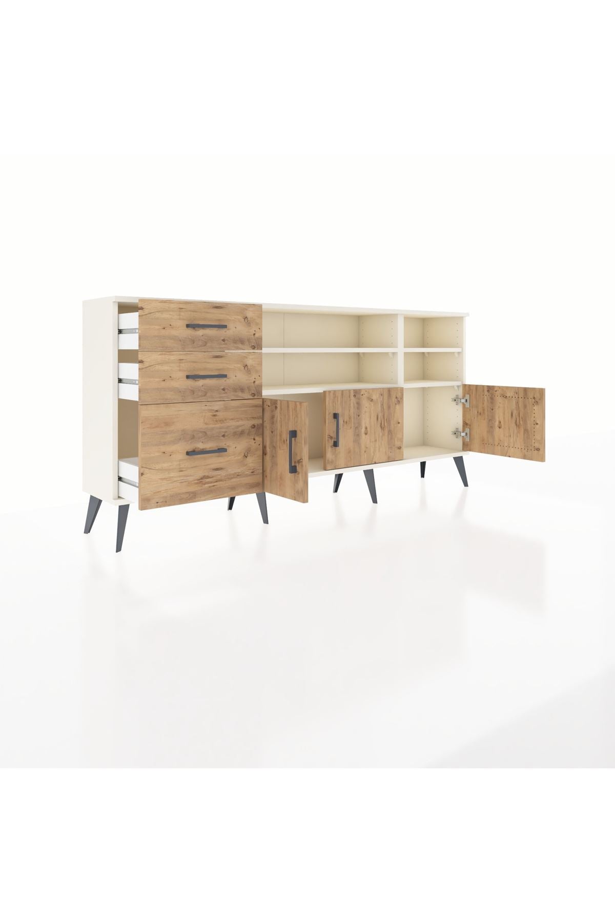 Arges Konsol 4 Raflı 3 Çekmeceli 3 Kapaklı 176x30x83 - S148M031V03A